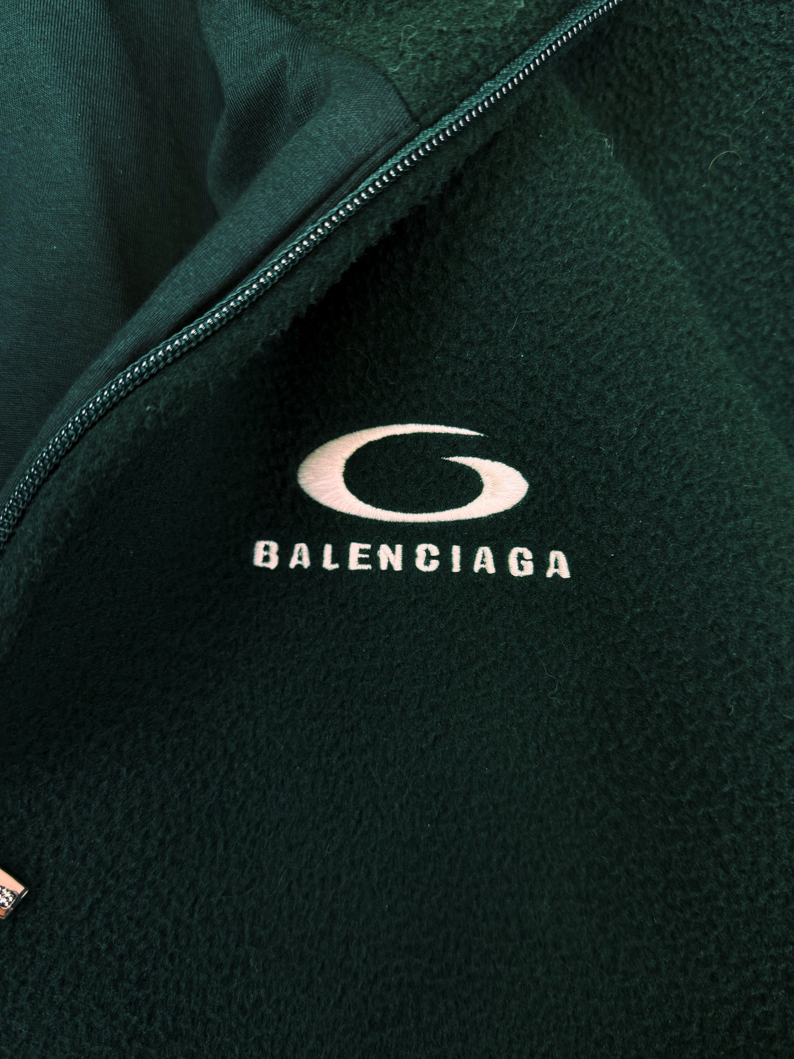 SS25 Balenciaga Cropped ‘Sport Icon’ Logo Striped Fleece Jacket