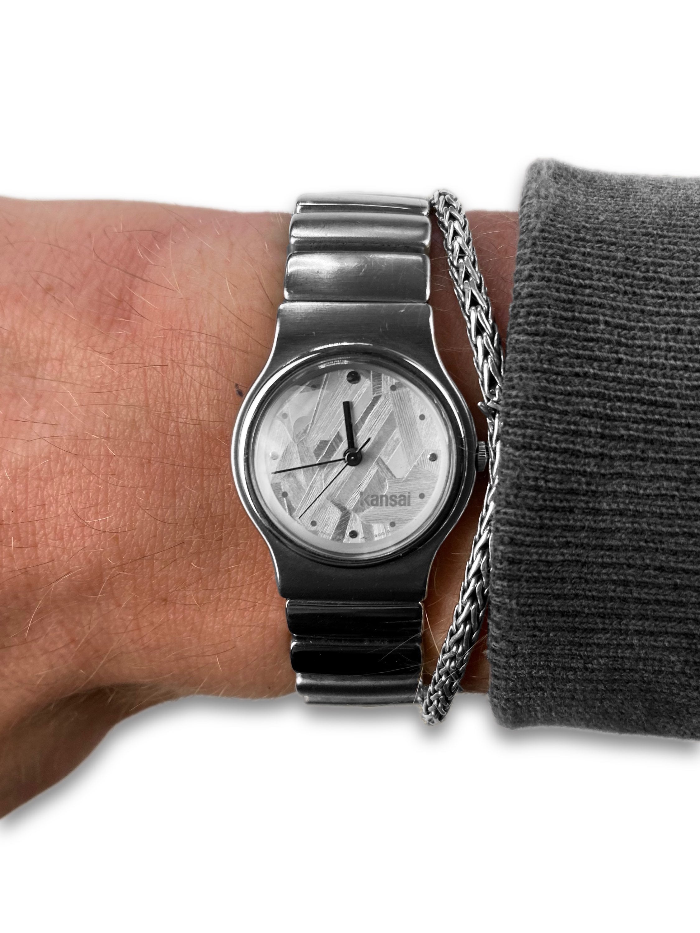 Kansai Yamamoto Silver Face Metallic Watch