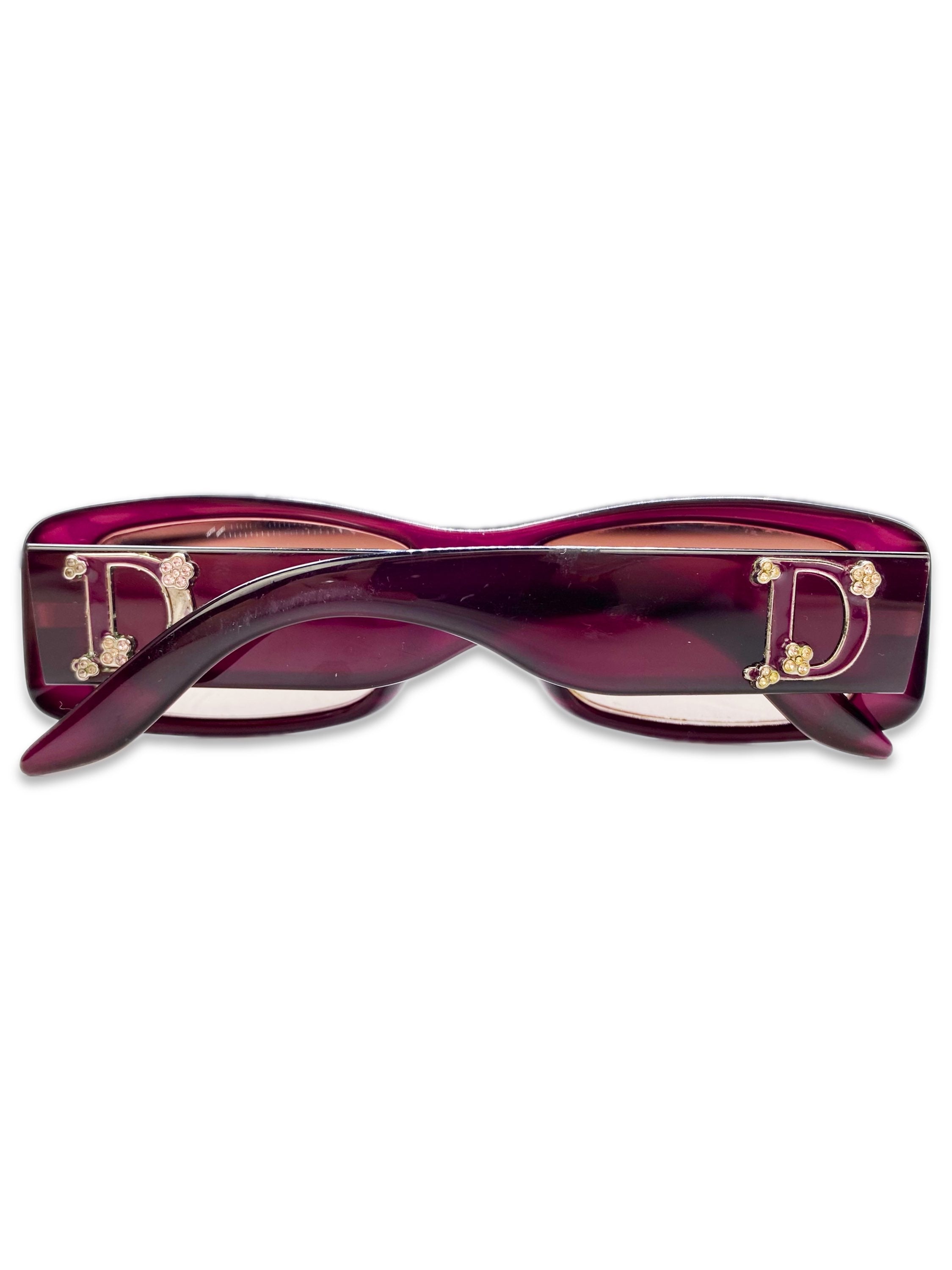Dior ‘D’ Logo Magenta Boxy Rose Tint Sunglasses