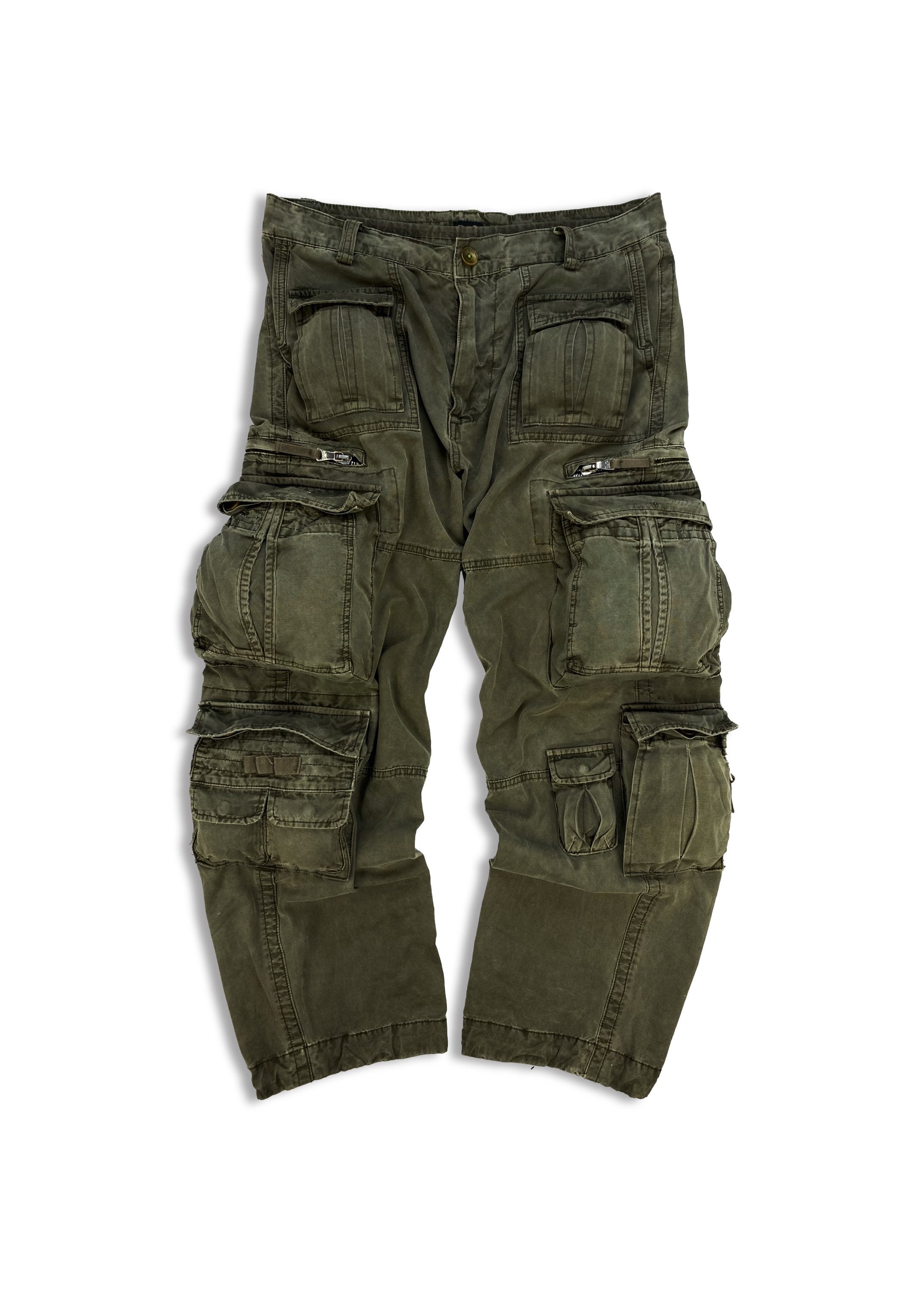 AW05 Dolce &amp; Gabbana Olive 3D Multi Pocket Reinforced Cargo Pants