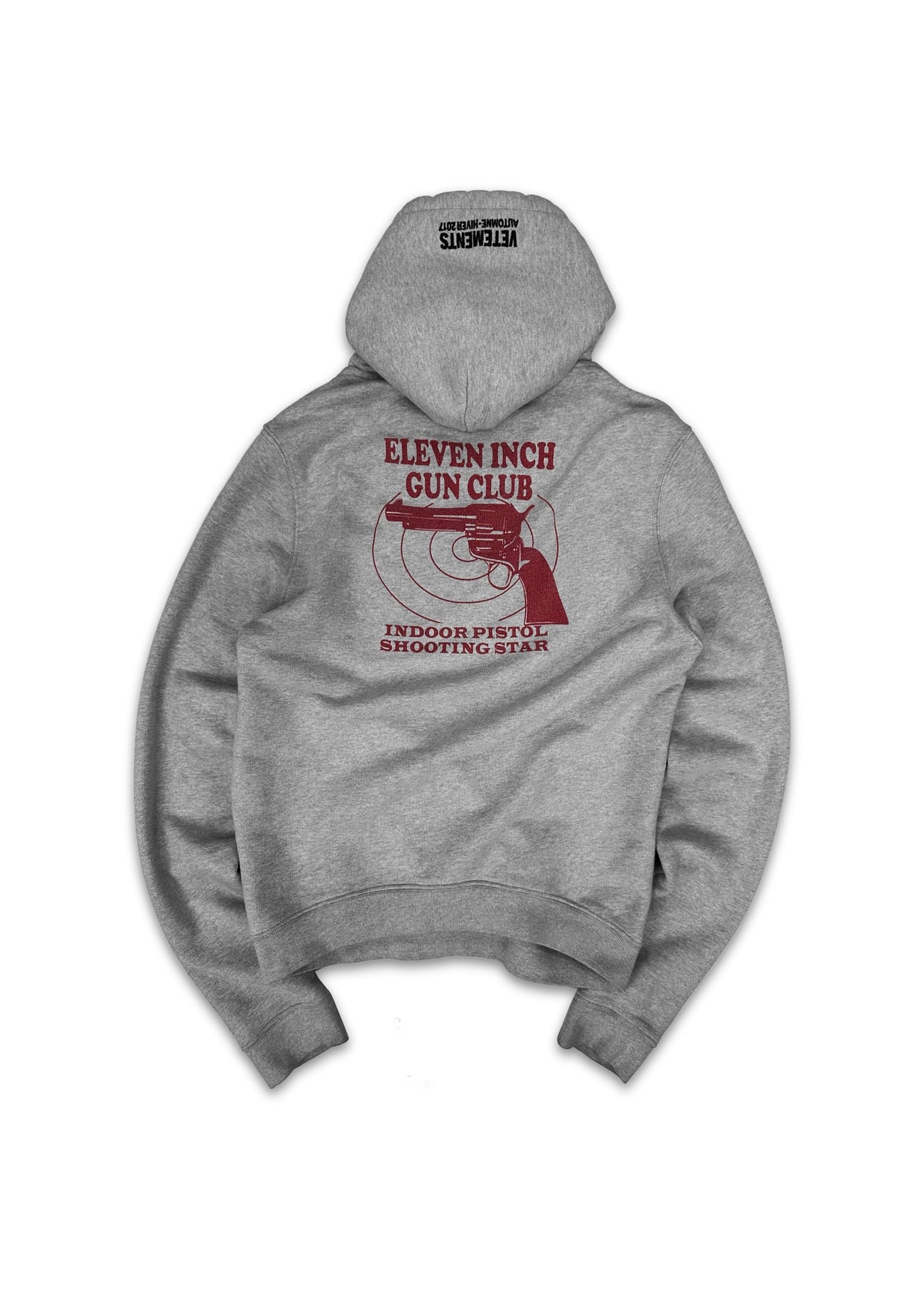 AW17 Vetements ‘11” Gun Club’ Maroon Graphic Grey Hoodie
