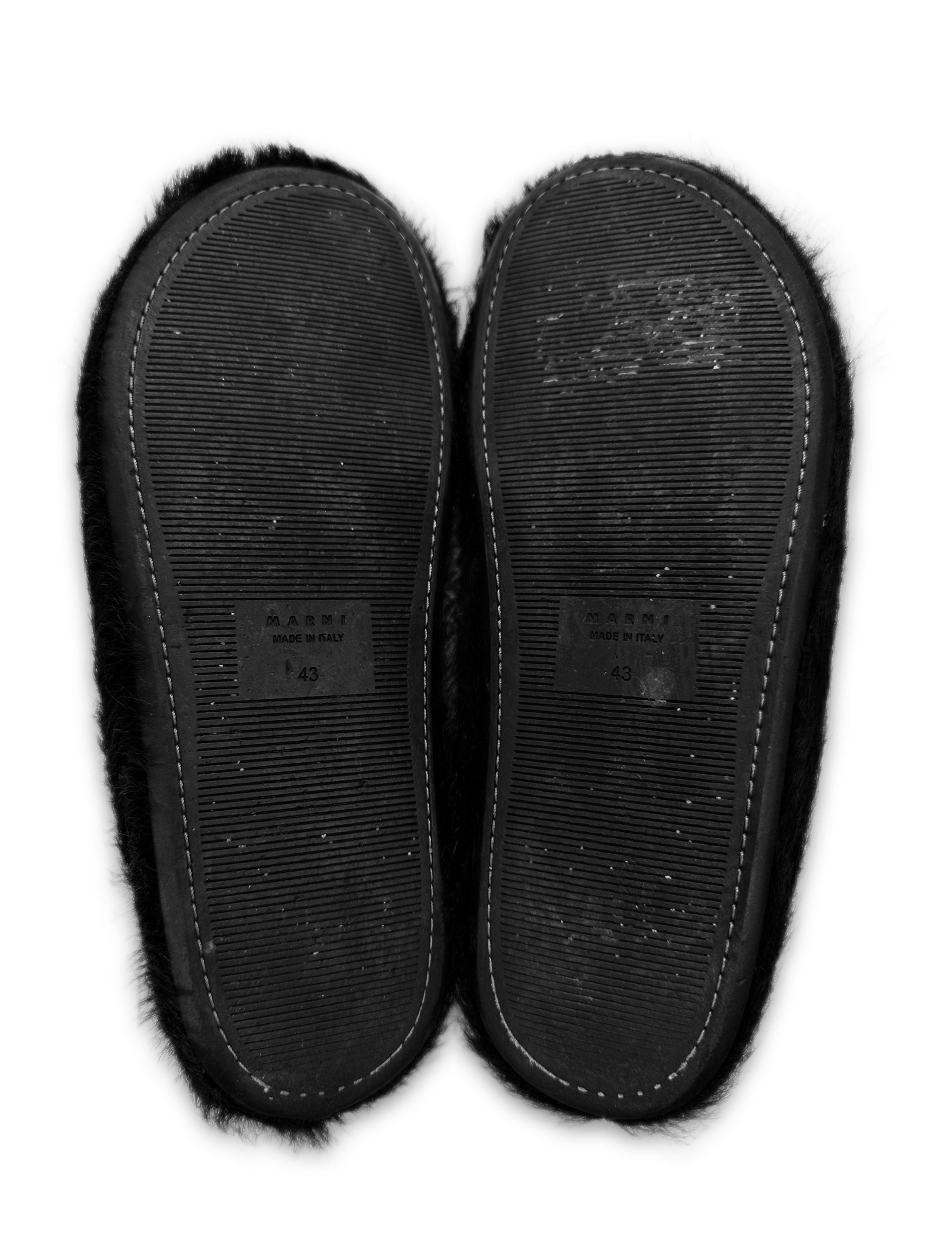 AW21 Marni Fussbet Black Leather Mohair Mules