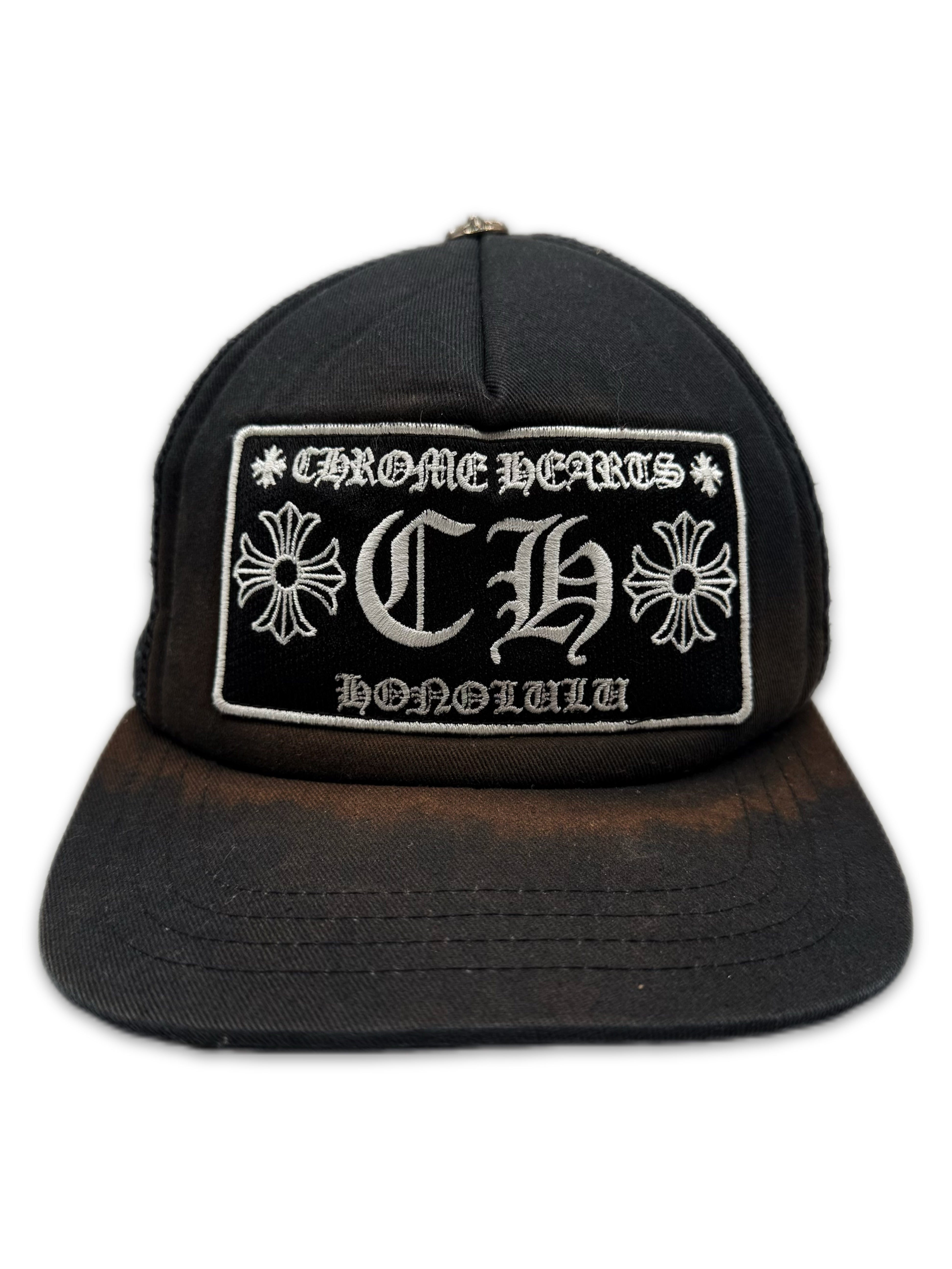 Chrome Hearts Honolulu Sun Faded ‘CH’ Mesh Trucker Hat