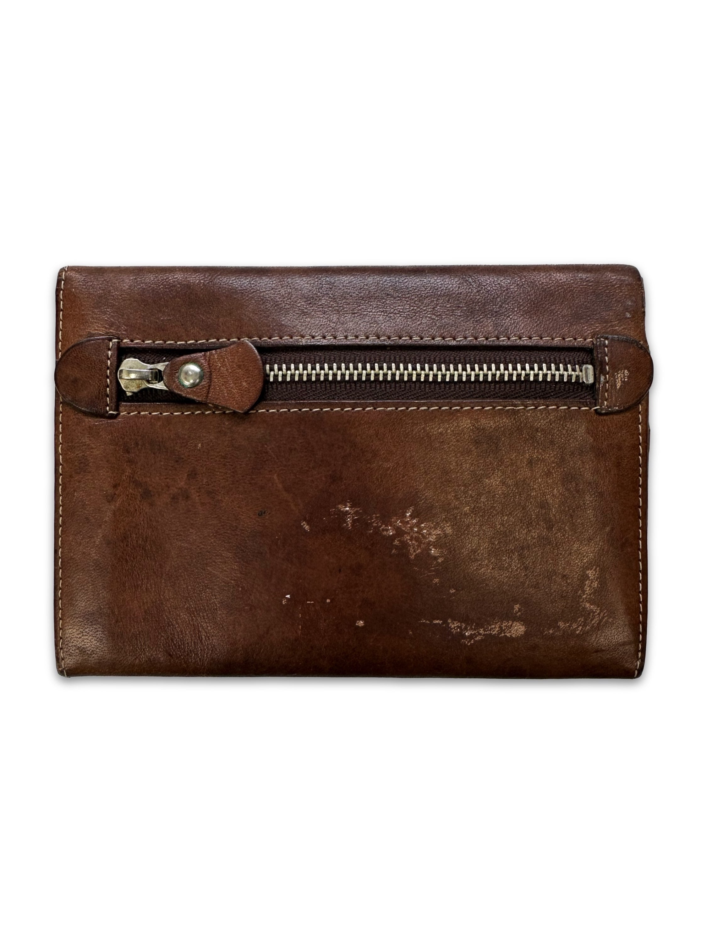00s Jean Paul Gaultier Brown Leather Bifold Zippered Wallet