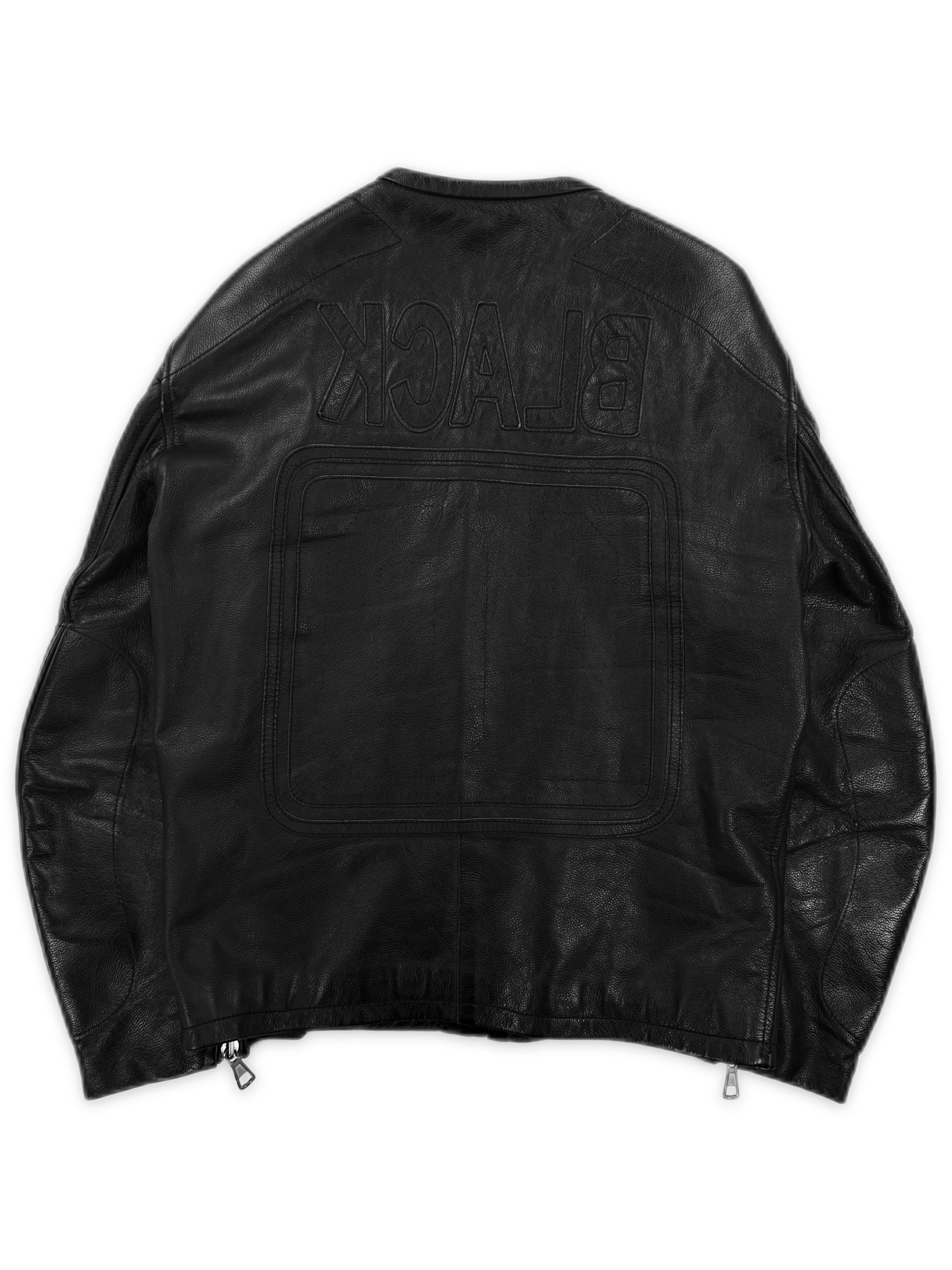 SS02 Maison Margiela ‘BLACK’ Cafe Racer Patched Leather Jacket
