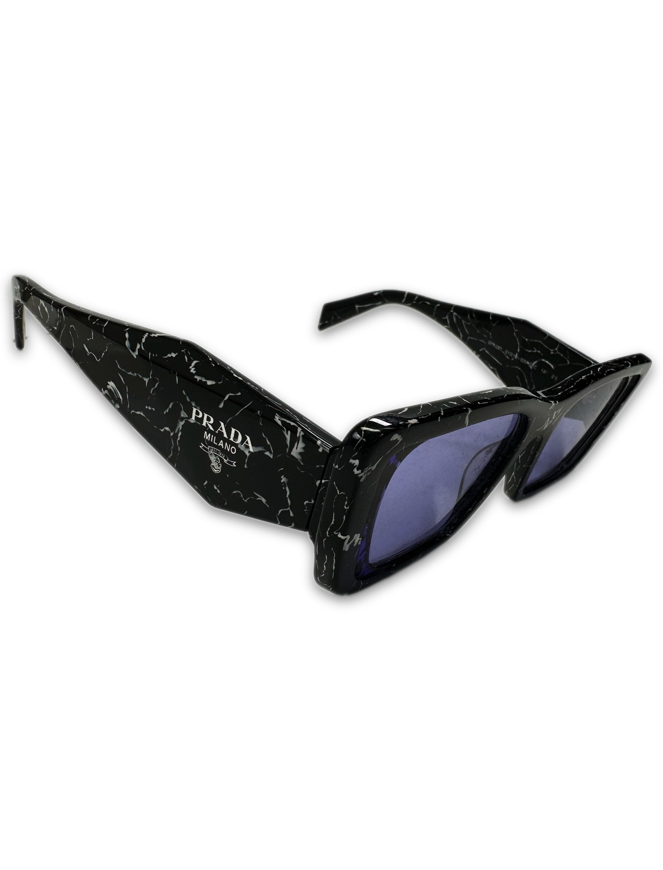Prada Triangle Logo Geometric Frame Purple Tint Sunglasses