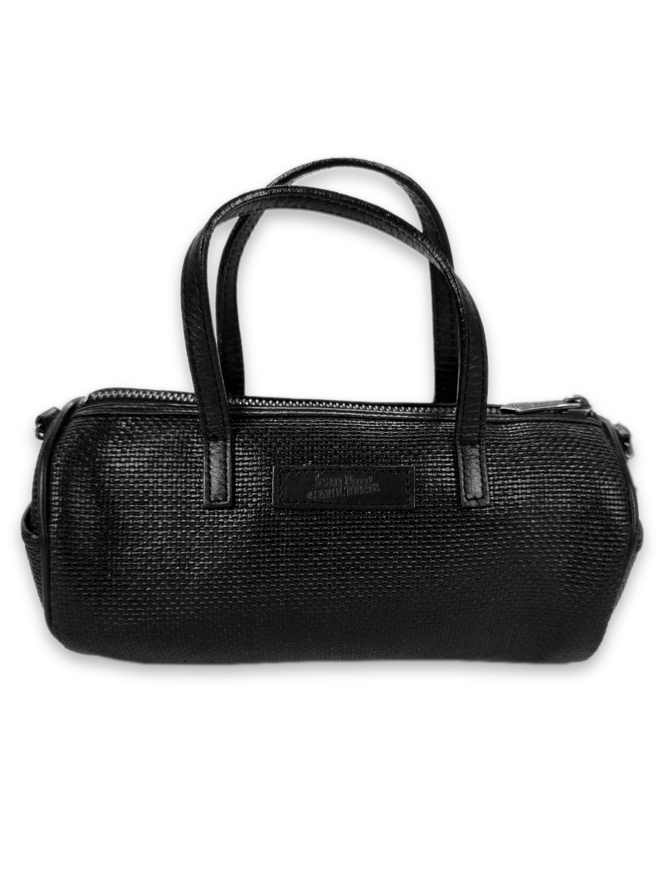 90s Jean Paul Gaultier Black Woven Mini Duffle Bag