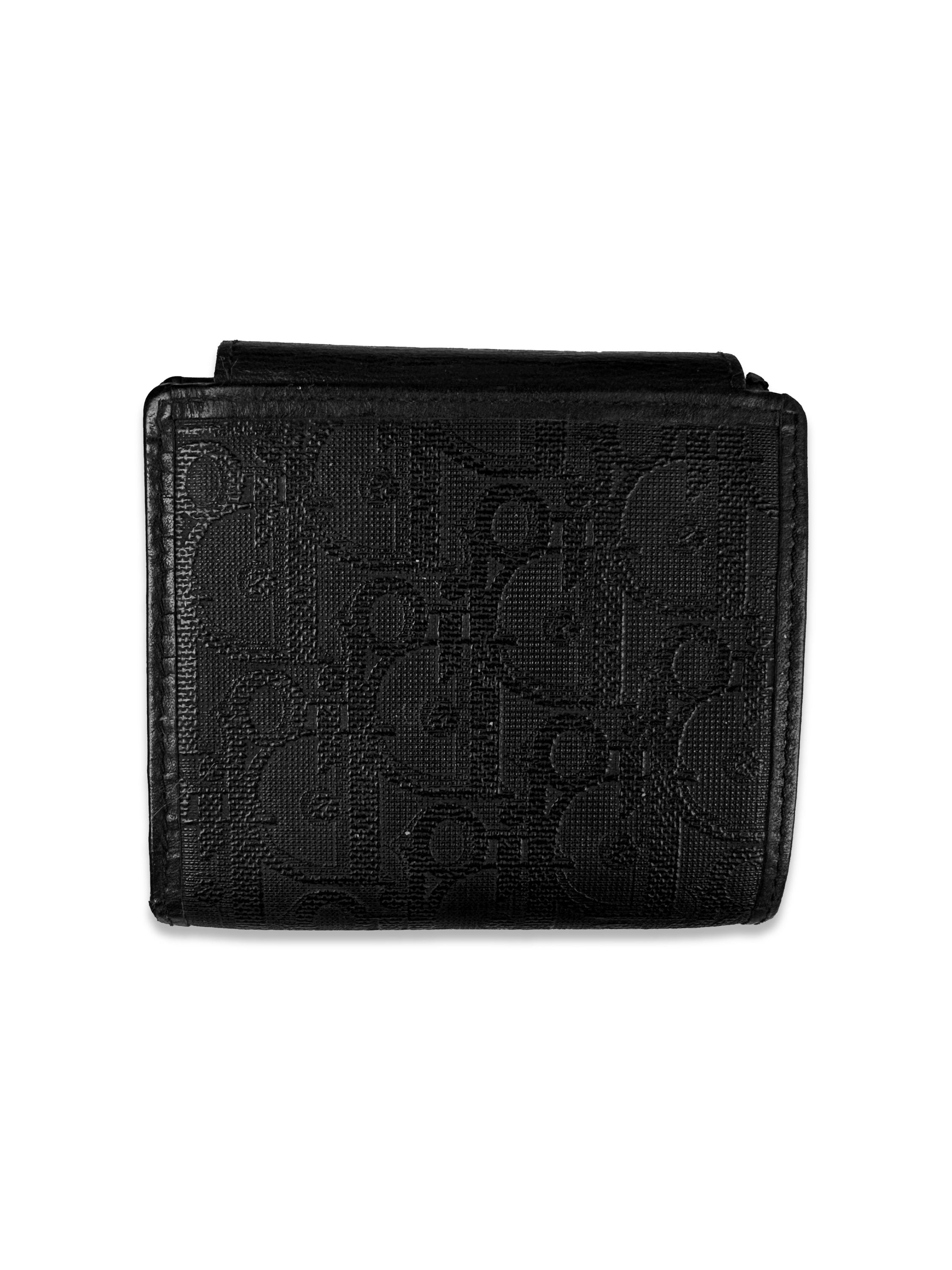 00s Dior Black Trotter Monogram Leather Bifold Wallet