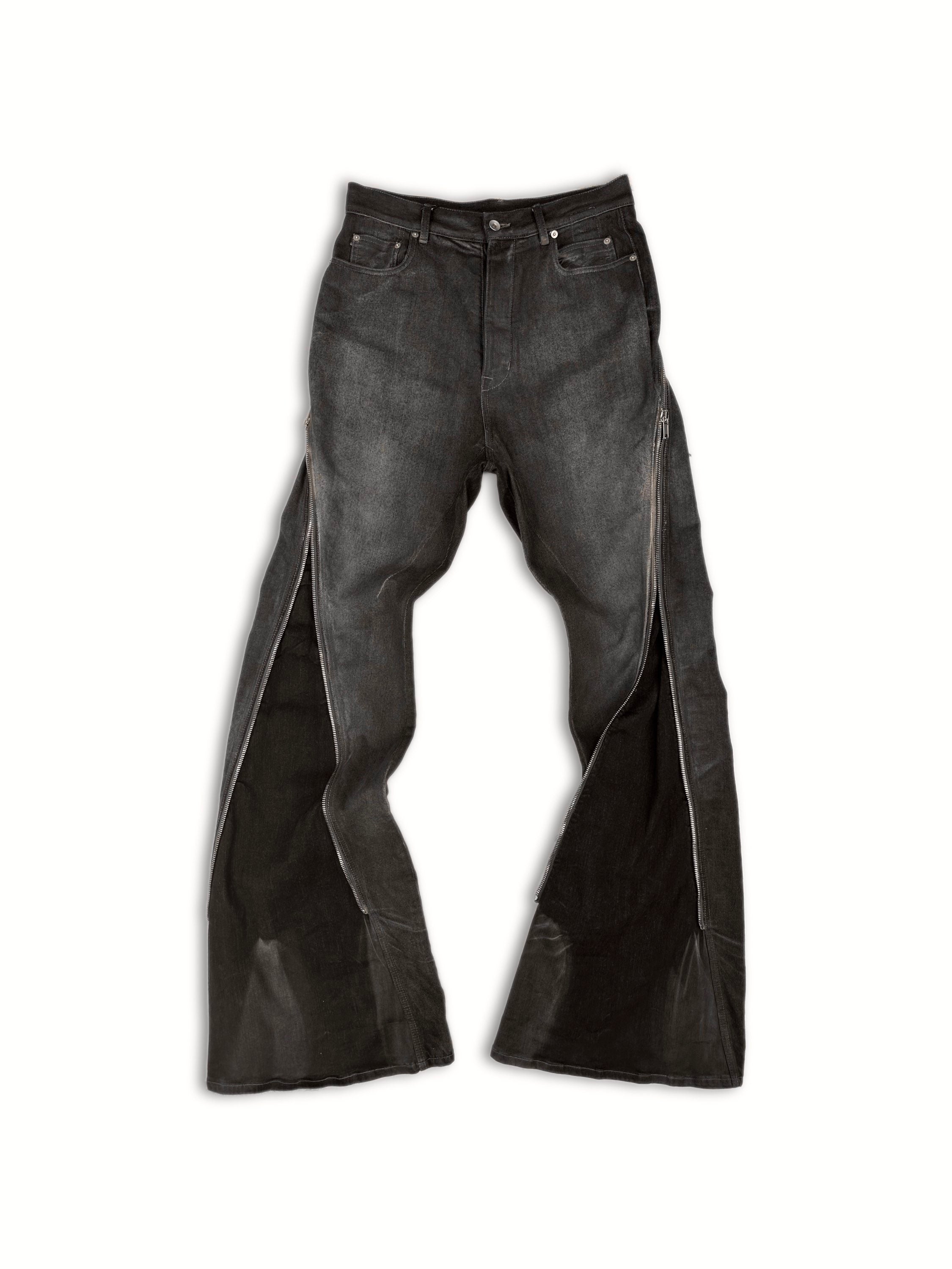 AW22 Rick Owens ‘Bolan’ Banana Flared Zip Dark Dust Denim