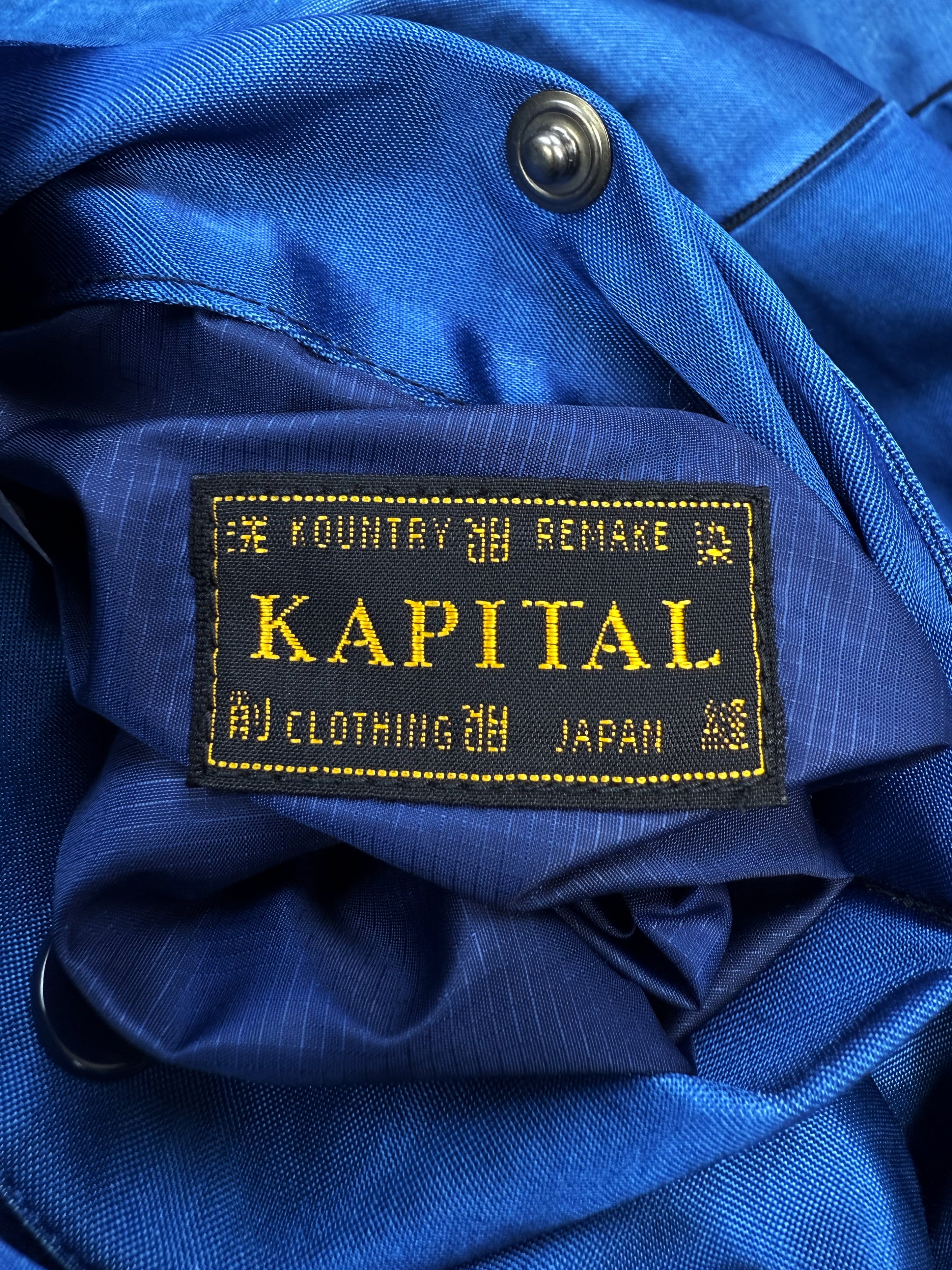 AW18 Kapital Kountry ‘Keel’ Boro Woven Full Zip Blue Puffer Vest