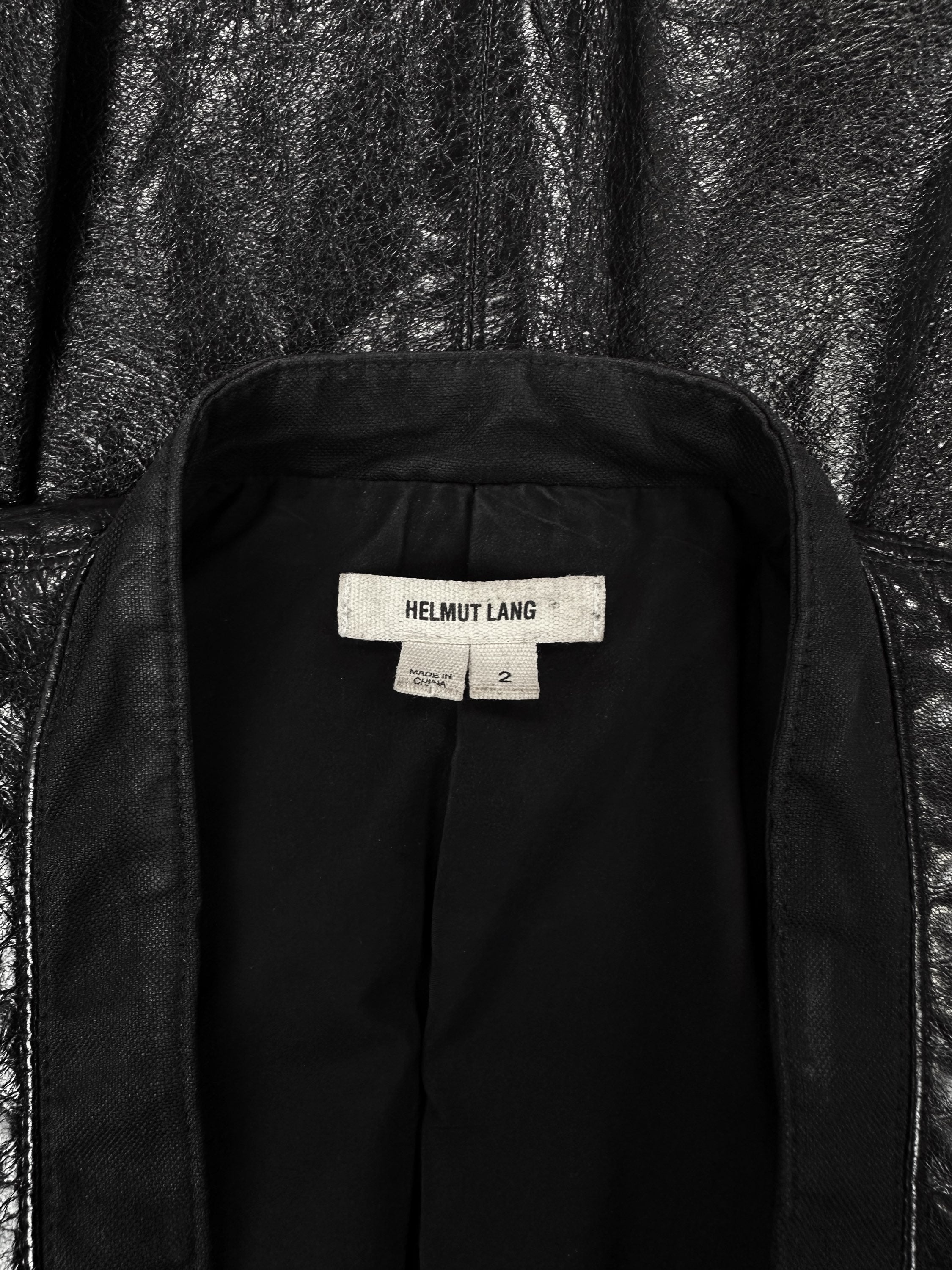 Helmut Lang Black Leather Double Breasted Suit Jacket