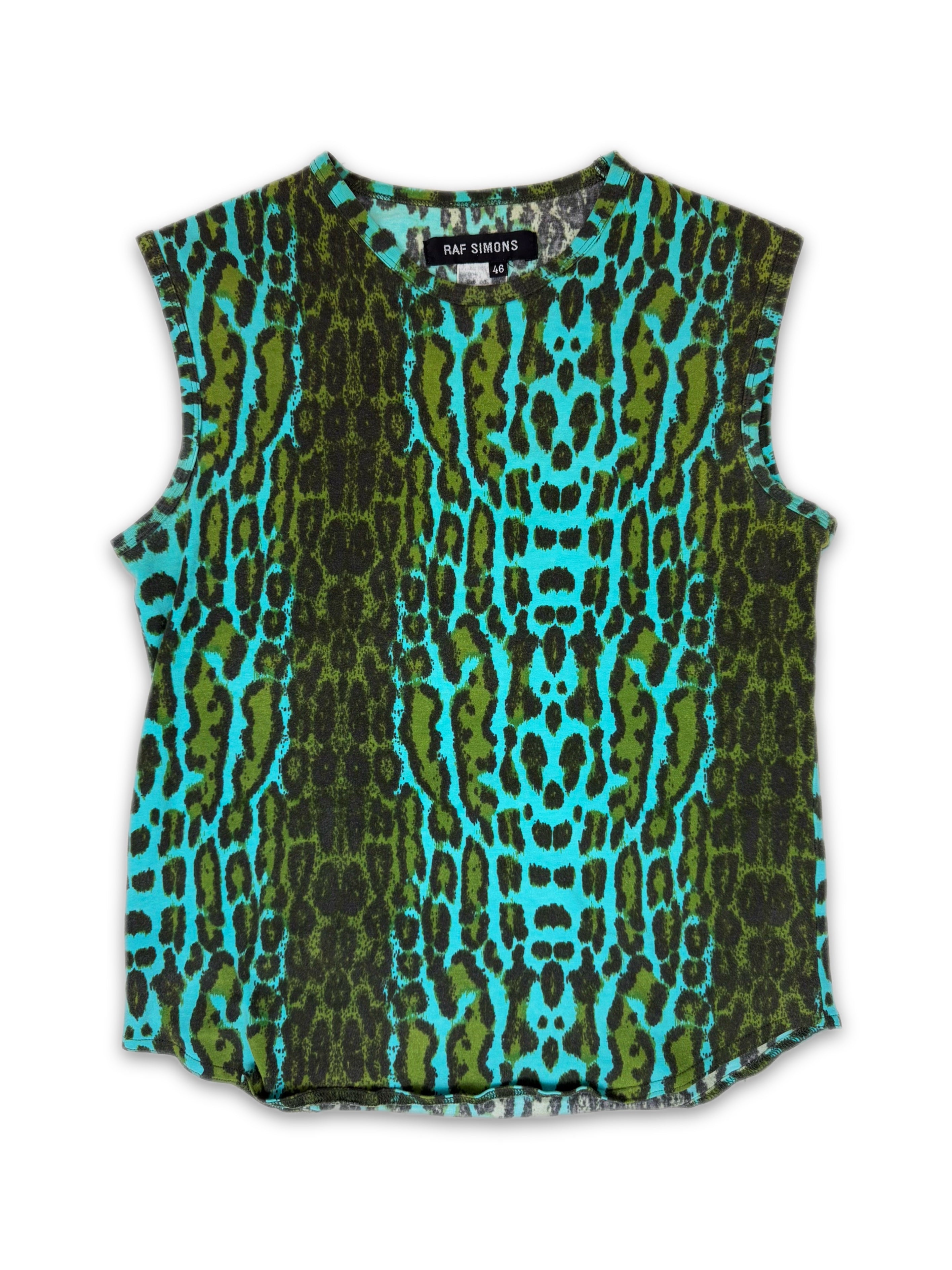 SS99 Raf Simons “Kinetic Youth” Neon Leopard Print Tank Top