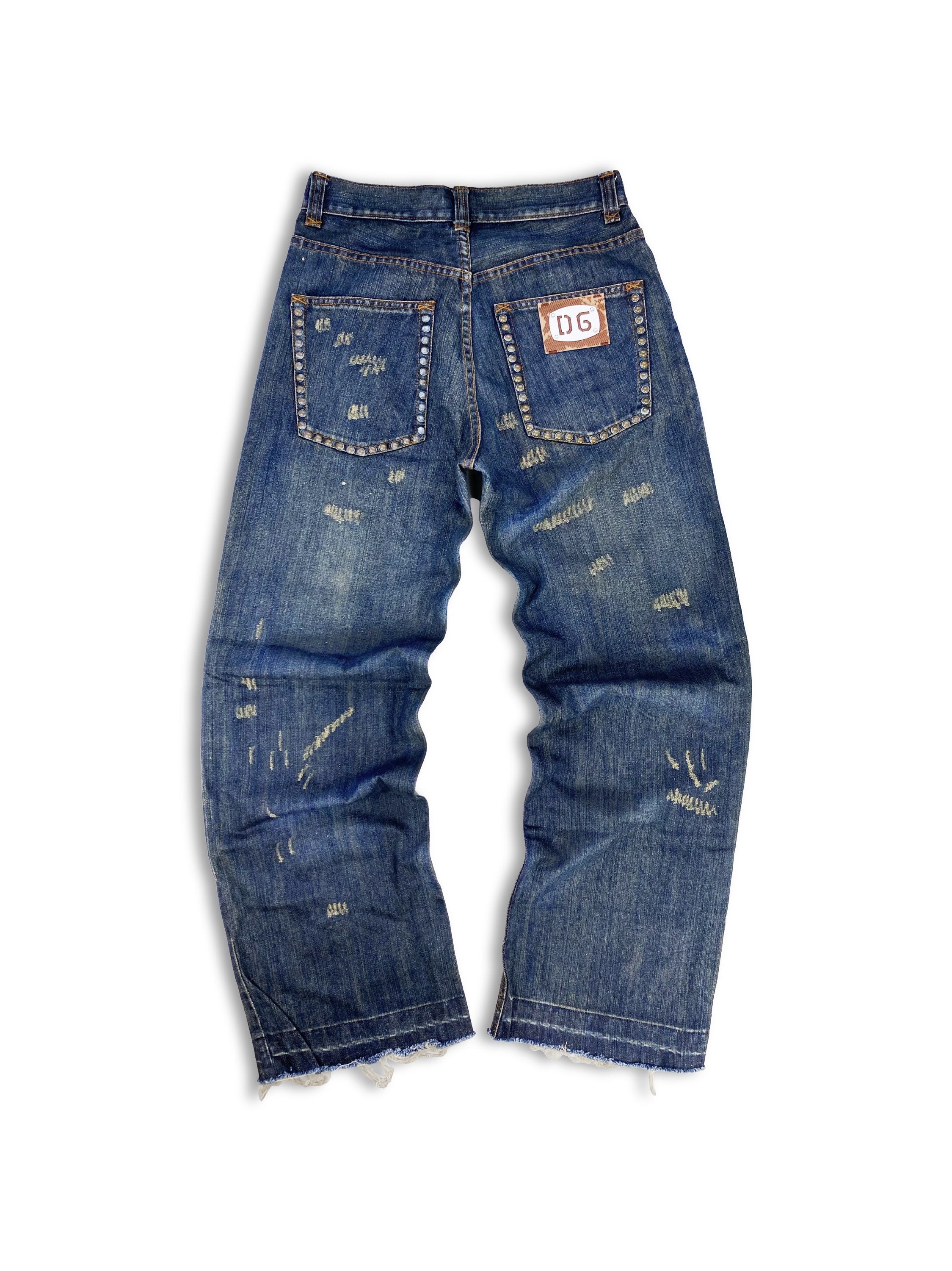 FW04 Dolce &amp; Gabbana ‘Forever’ Studded Spell Out Denim