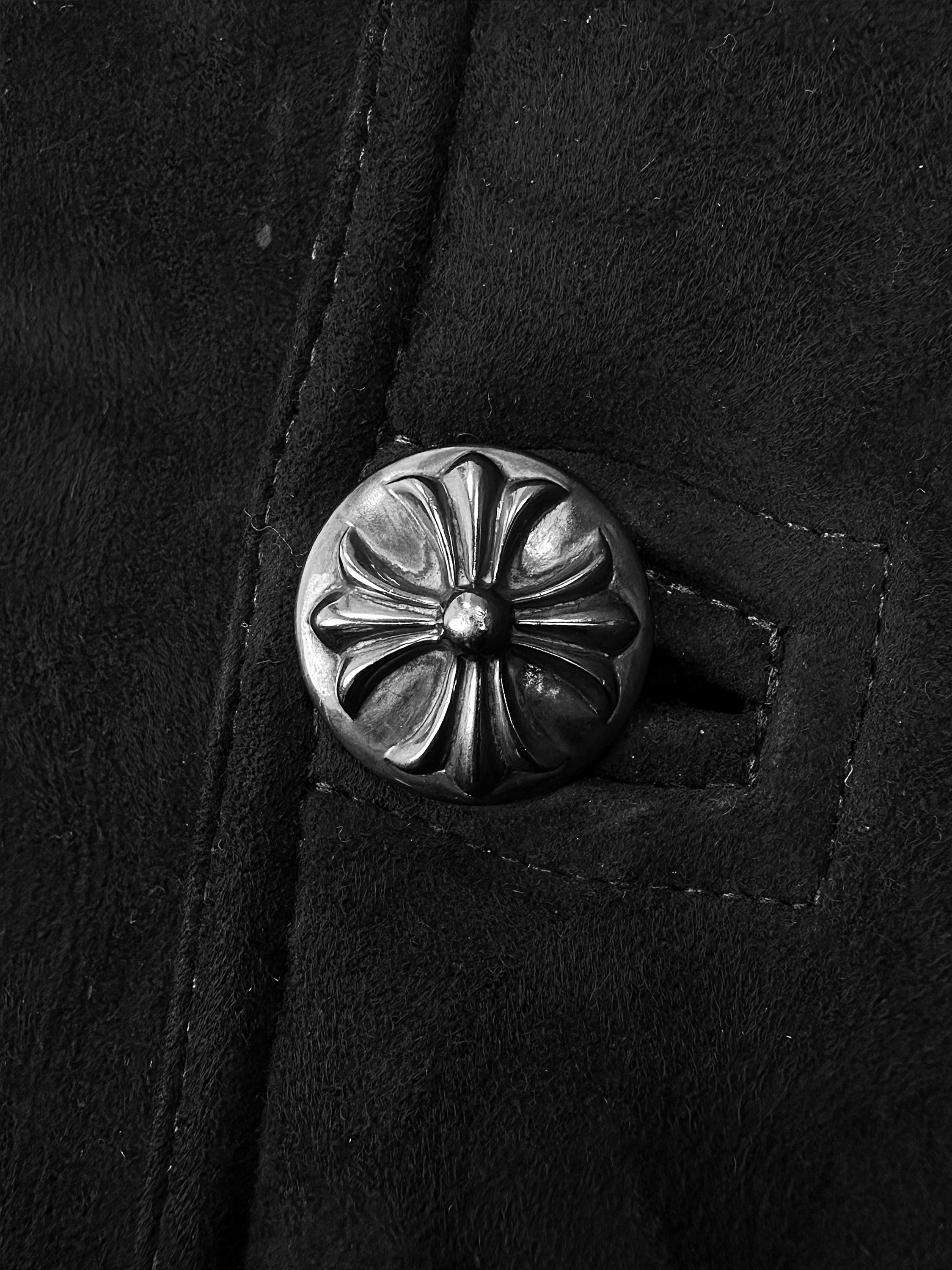 Chrome Hearts Mouton Fur Suede Shearling .925 Silver Jacket