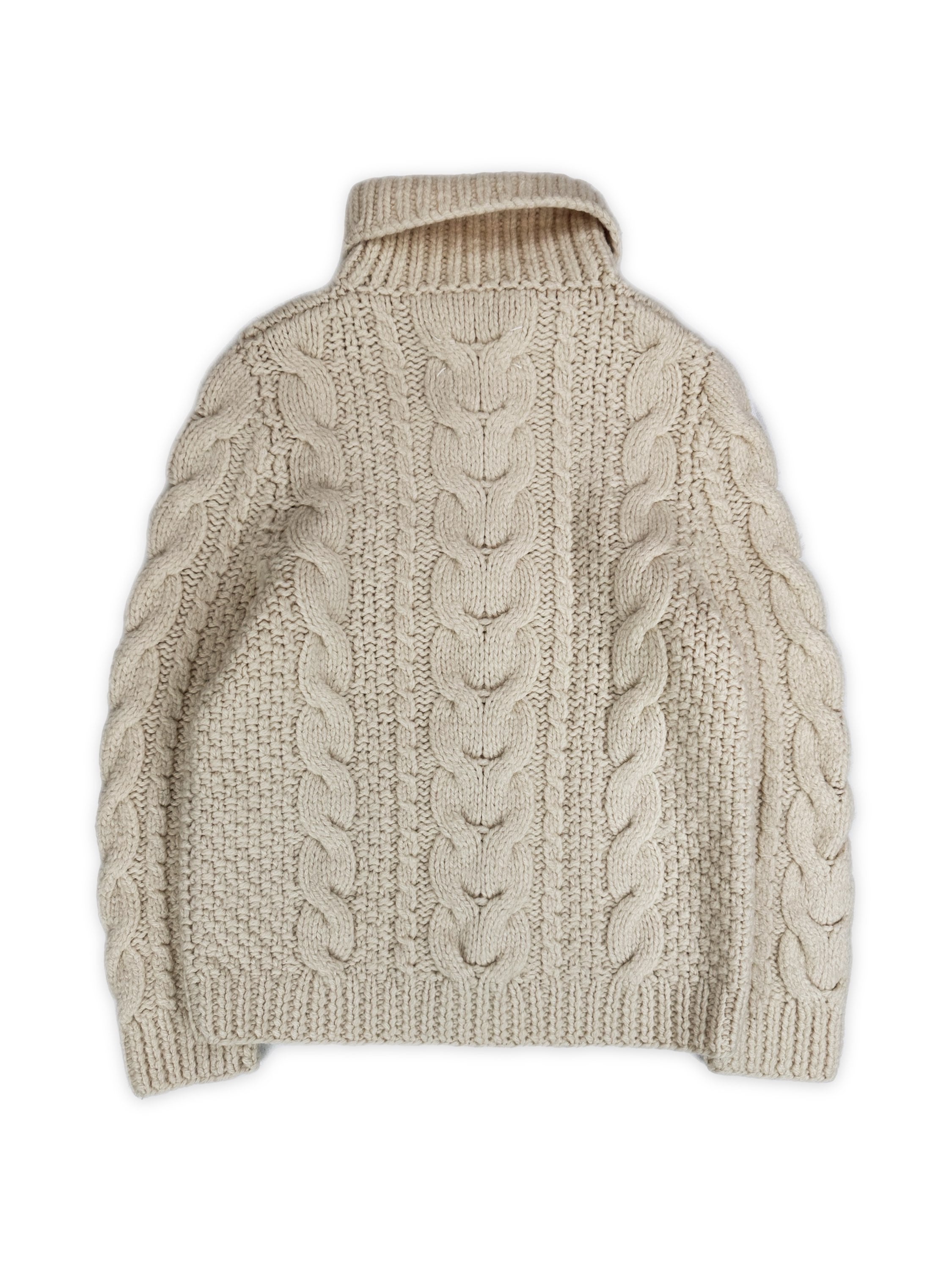 AW12 Maison Margiela ‘Cable’ Knit Beige Turtleneck Sweater