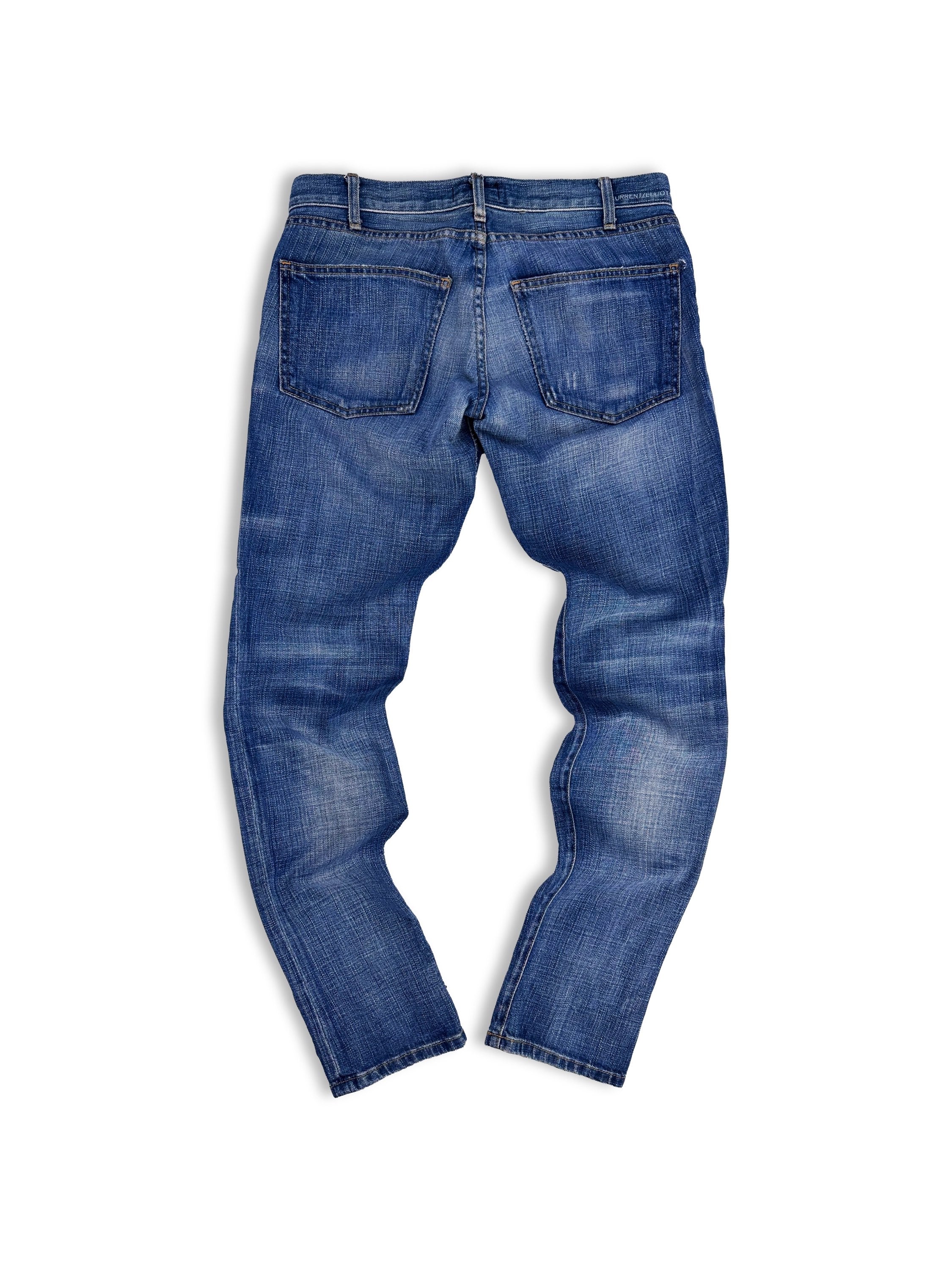 Marni x Current Elliot Trompe L’Oeil Distressed Indigo Denim