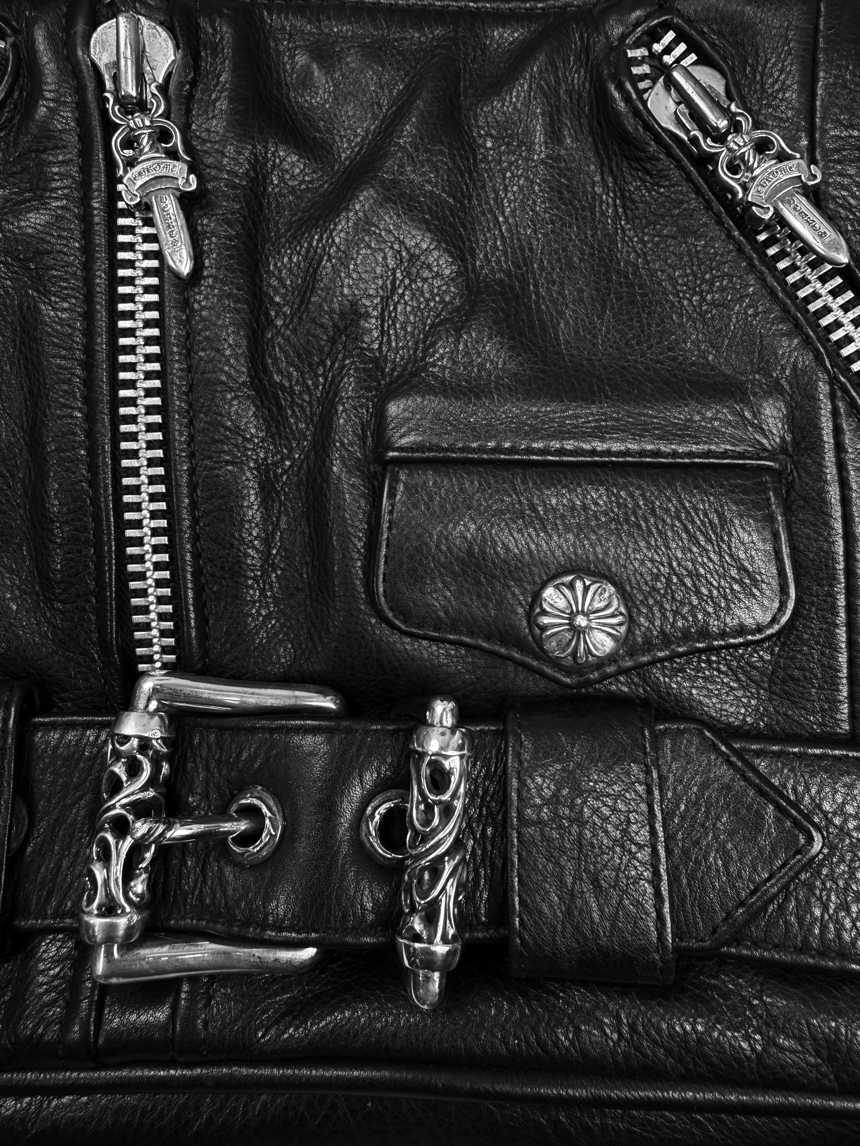 Chrome Hearts JJ Dean Large Leather Roller Hand Bag Purse