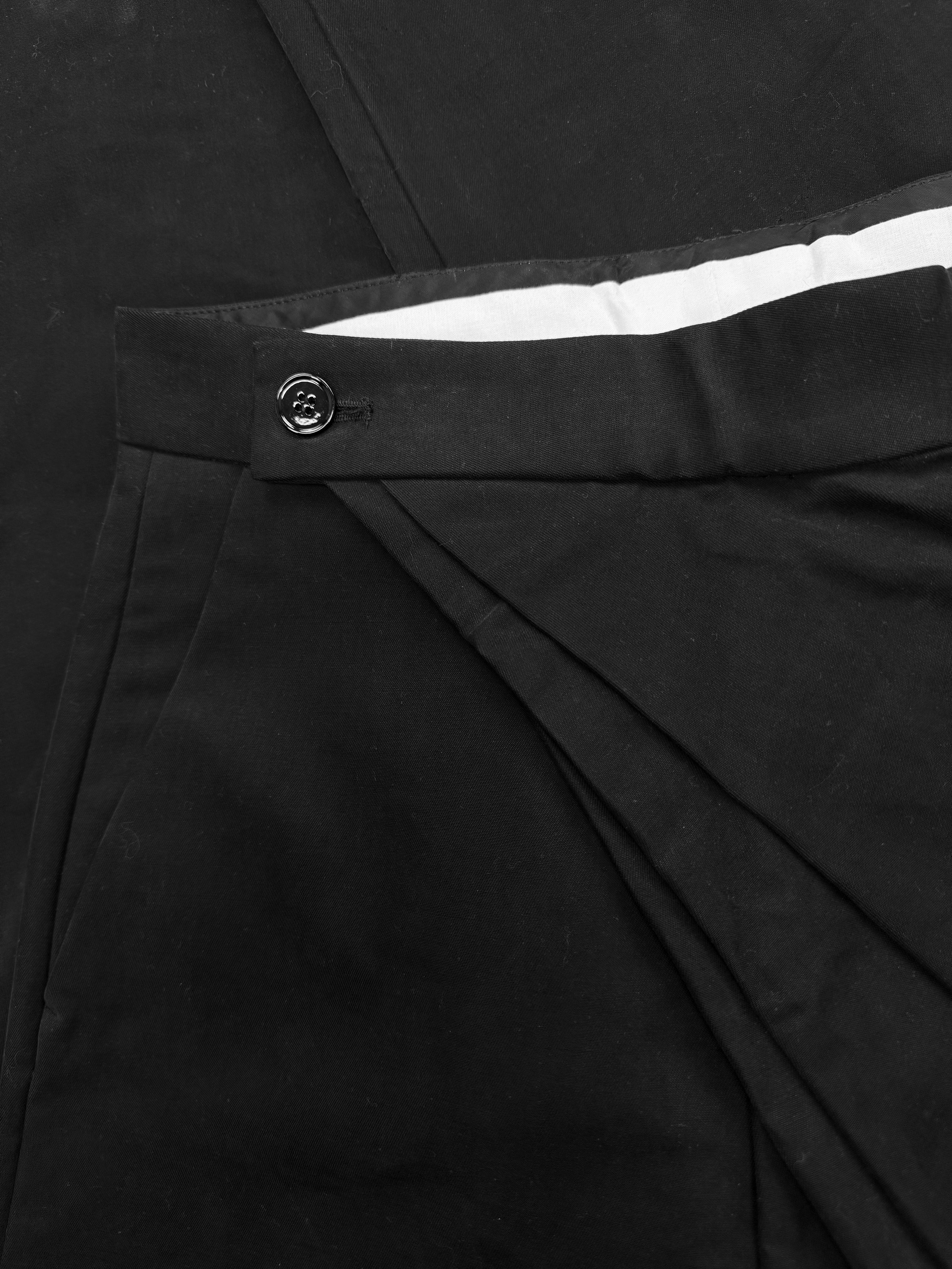 Rick Owens Asymmetric Pleated Black Drop Crotch Pants