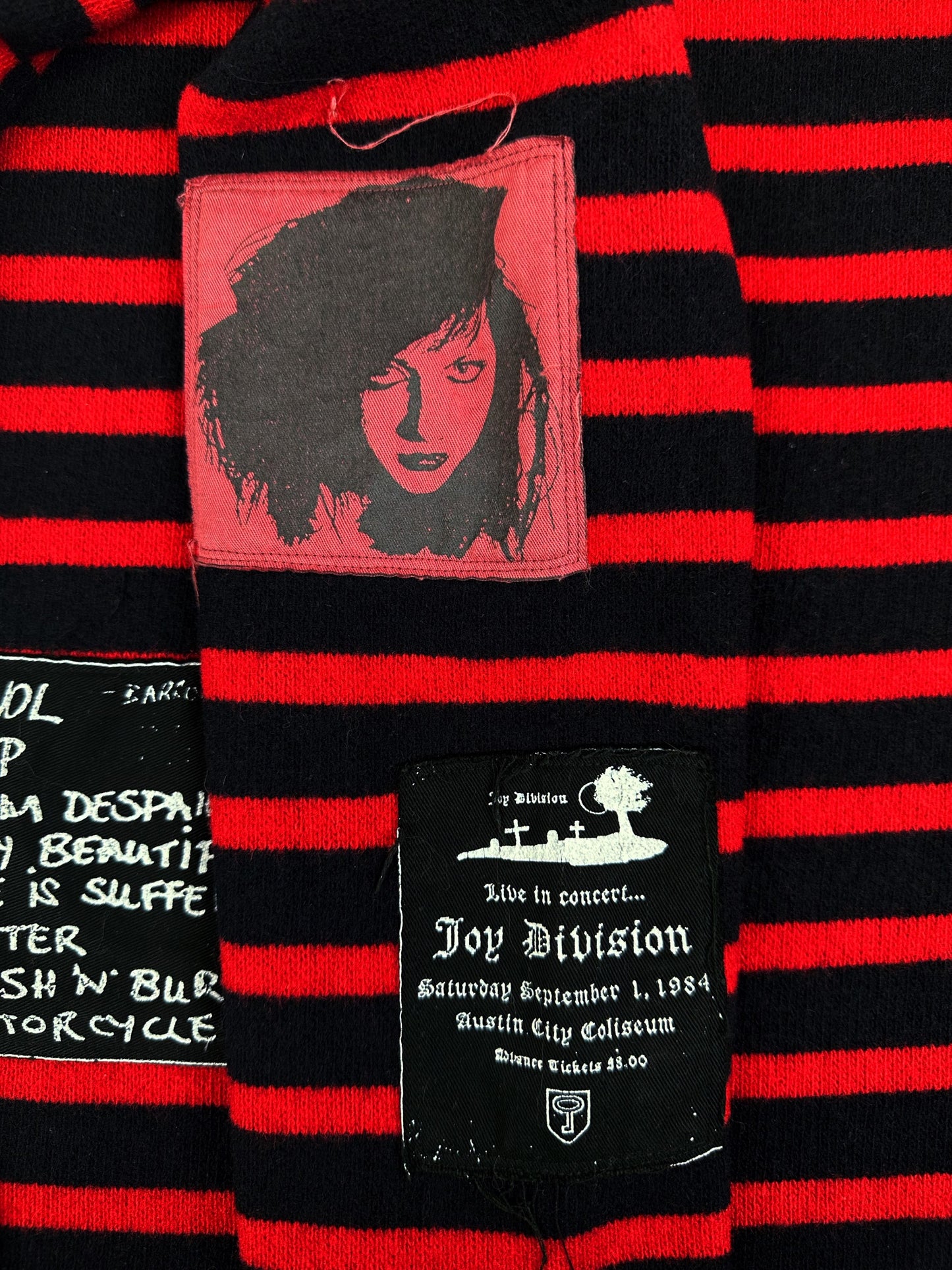 AW01 Raf Simons ‘Riot, Riot, Riot’ Patch Striped Turtleneck Sweater