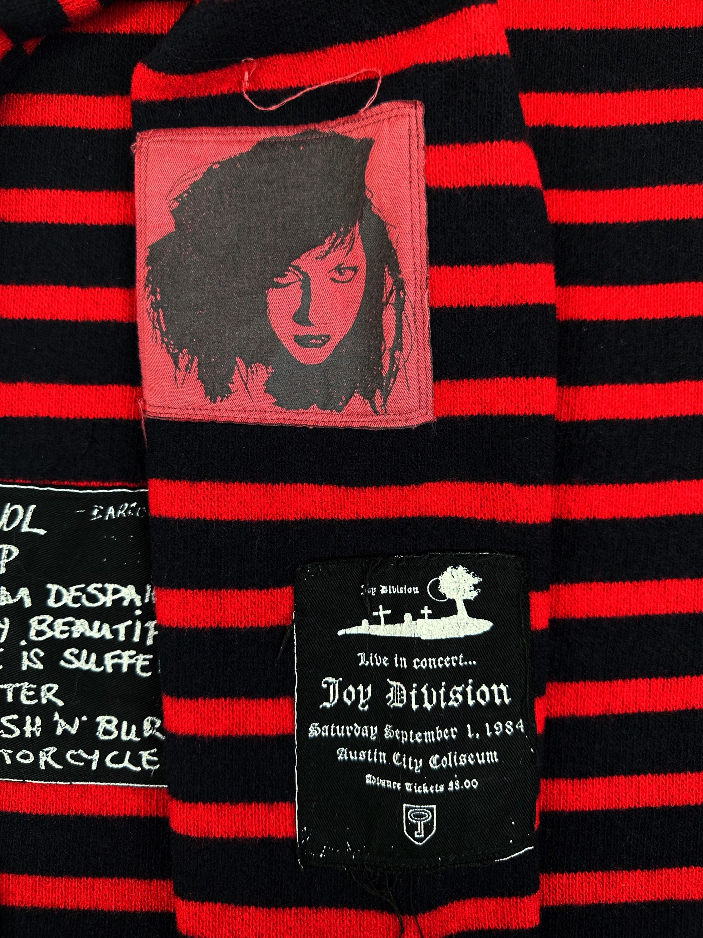 AW01 Raf Simons ‘Riot, Riot, Riot’ Patch Striped Turtleneck Sweater