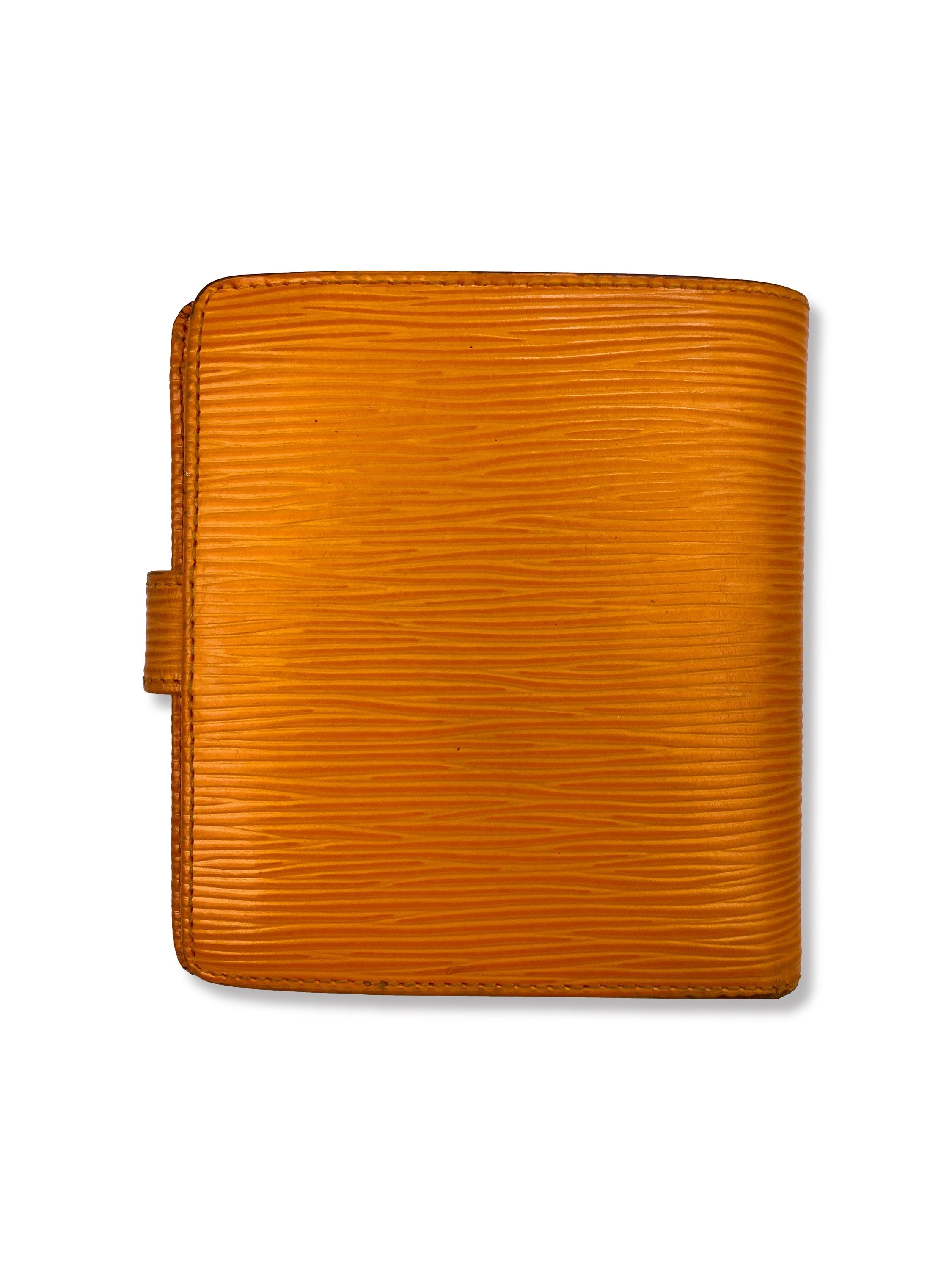 Louis Vuitton Orange Epi Button Clasp Embossed LV Wallet