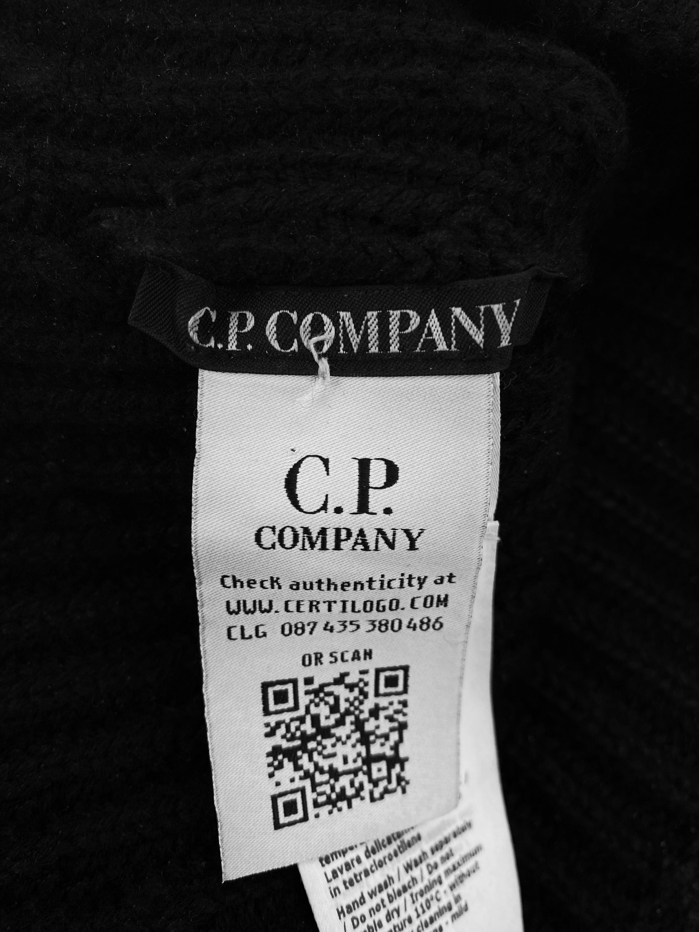 C.P. Company Black Merino Wool Goggle Beanie