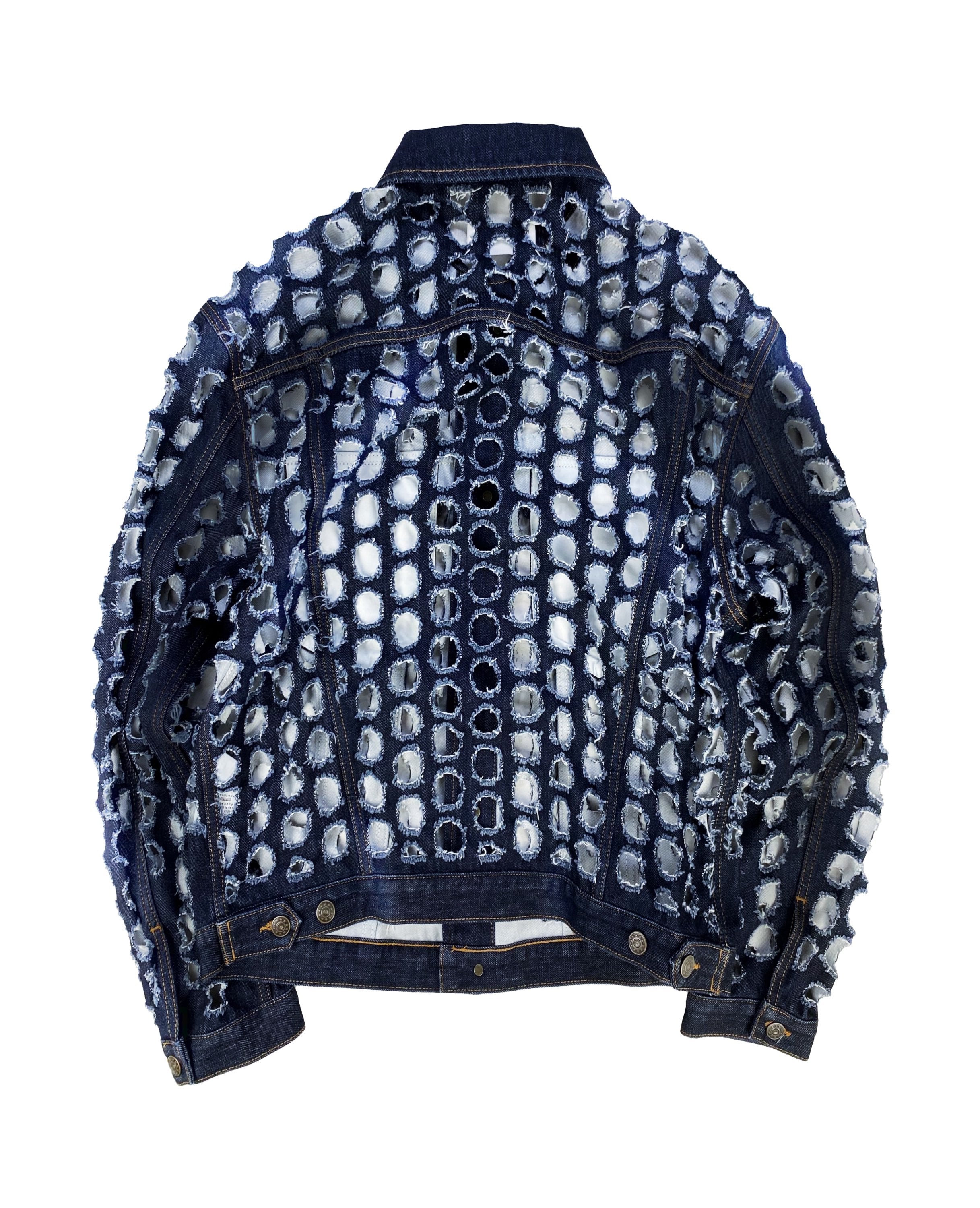 SS18 Maison Margiela ‘Hole Punch’ Distressed Indigo Denim Jacket