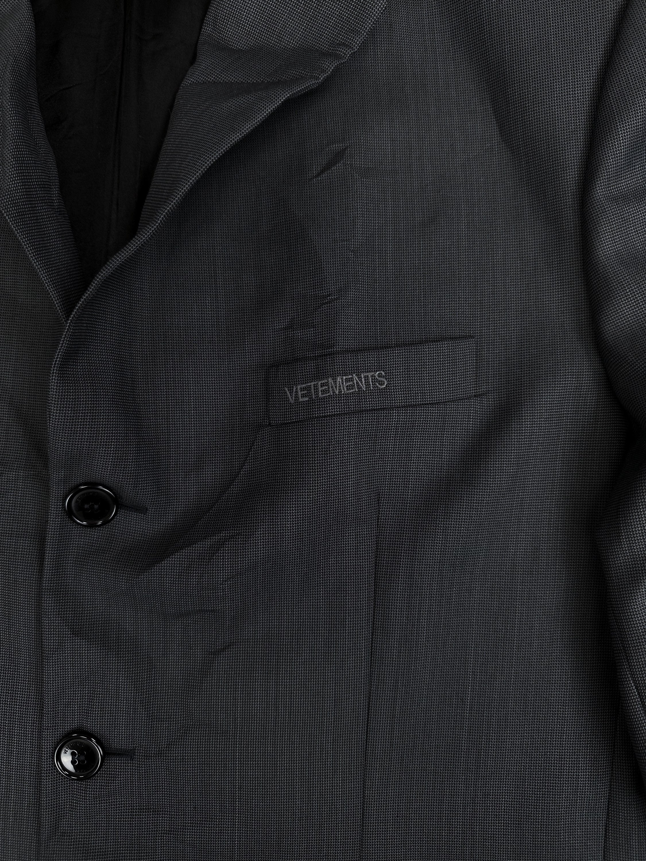 AW19 Vetements Mega Pocket Embroidered Logo Suit Jacket