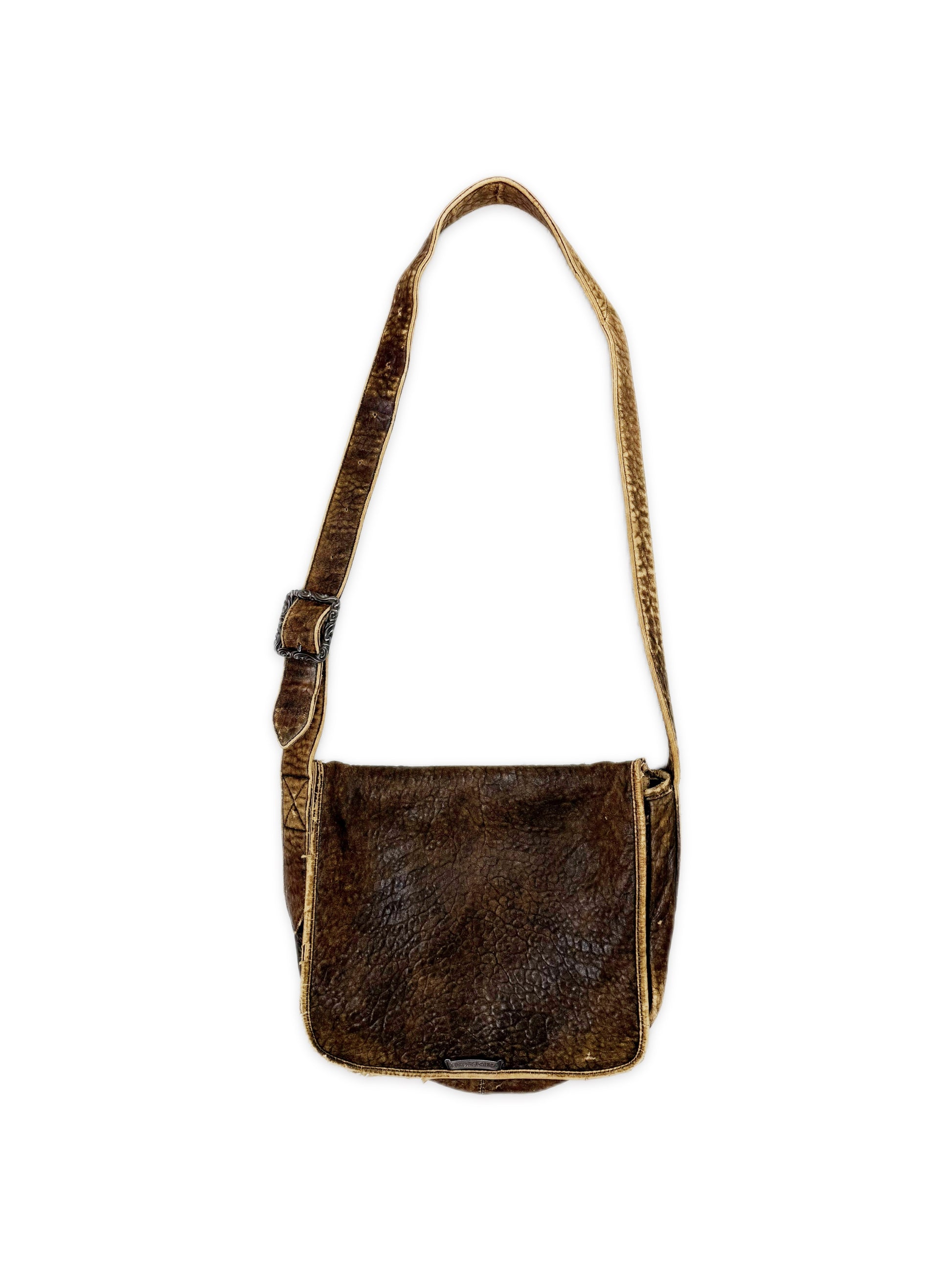 Chrome Hearts Brown Patina Leather Filigree OTJ Large Messenger Bag