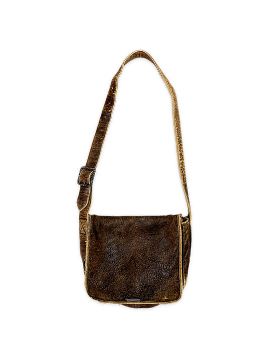 Chrome Hearts Brown Patina Leather Filigree OTJ Large Messenger Bag