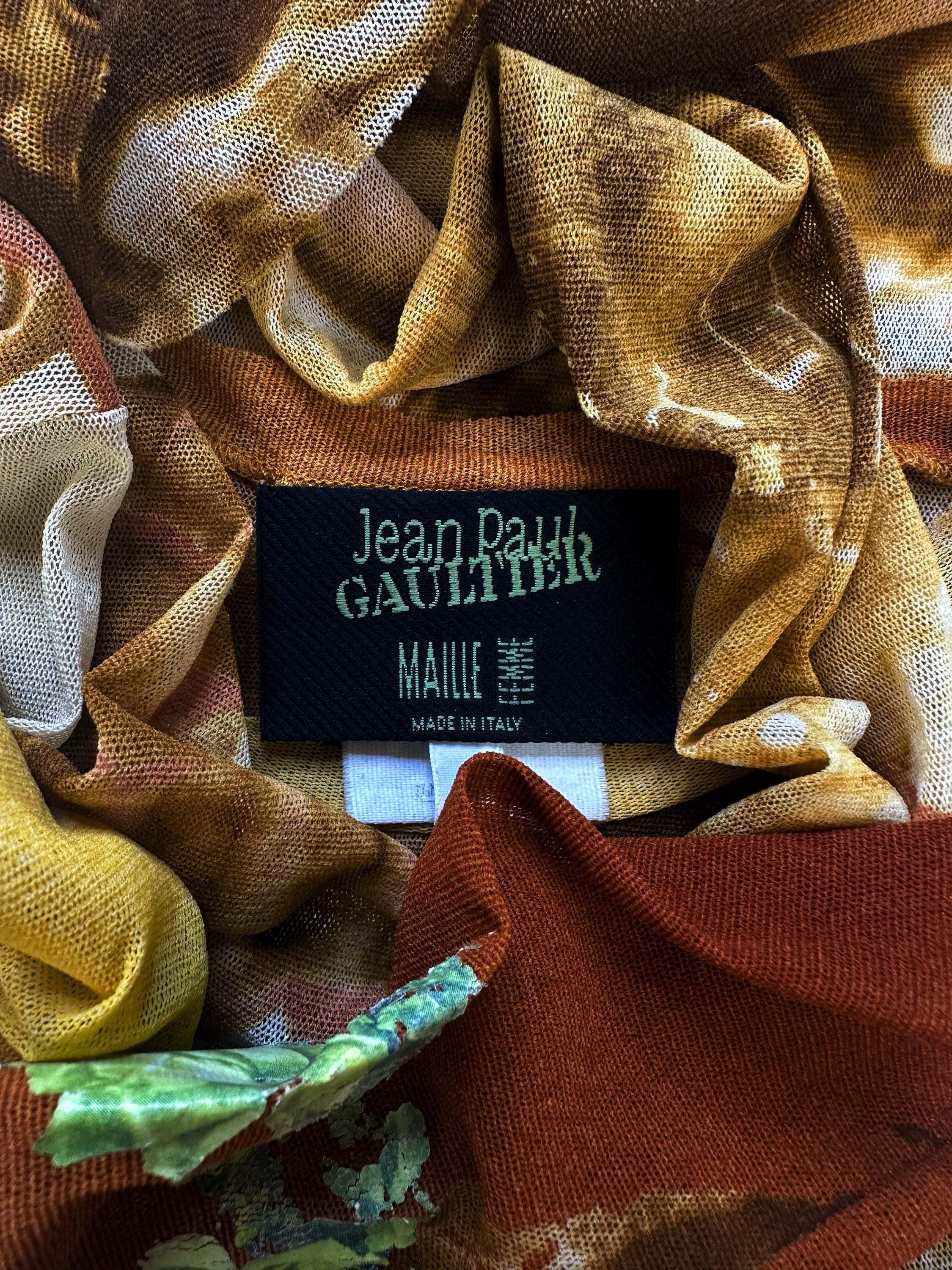 SS01 Jean Paul Gaultier ‘Satan’ Tattoo Mesh Long Sleeve Shirt