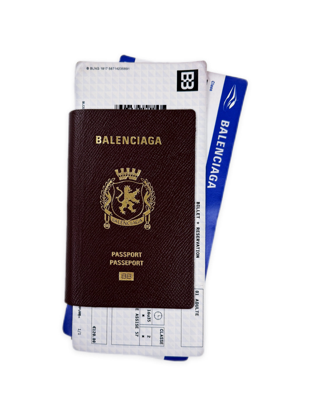 SS24 Balenciaga Leather Trompe L’Oeil Passport Long Wallet