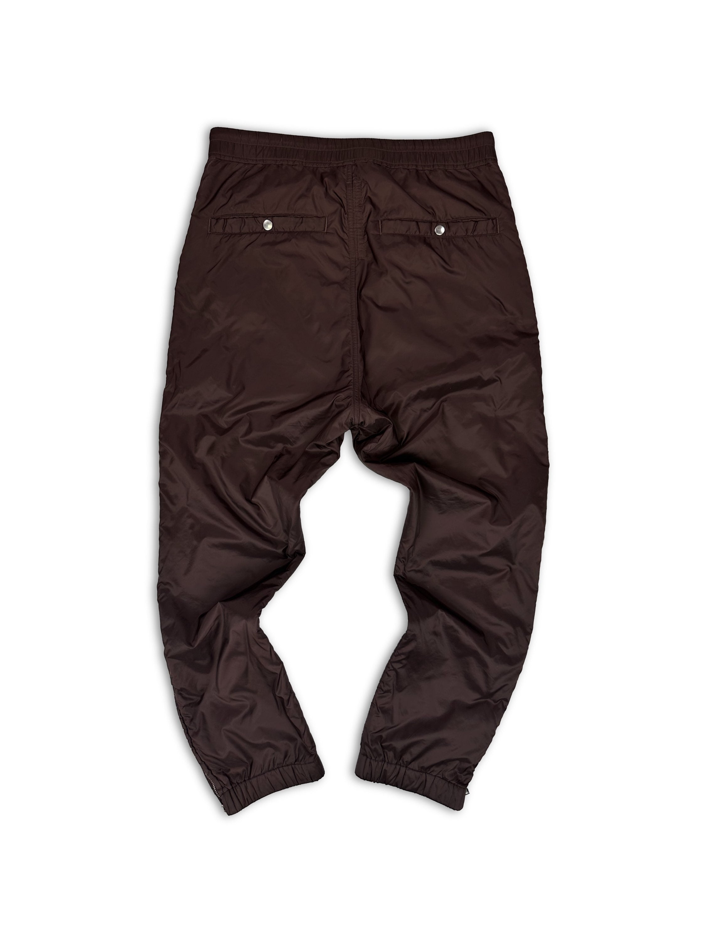 AW18 Rick Owens ‘Sisyphus’ Burnt Brown Nylon Zipper Flare Pants