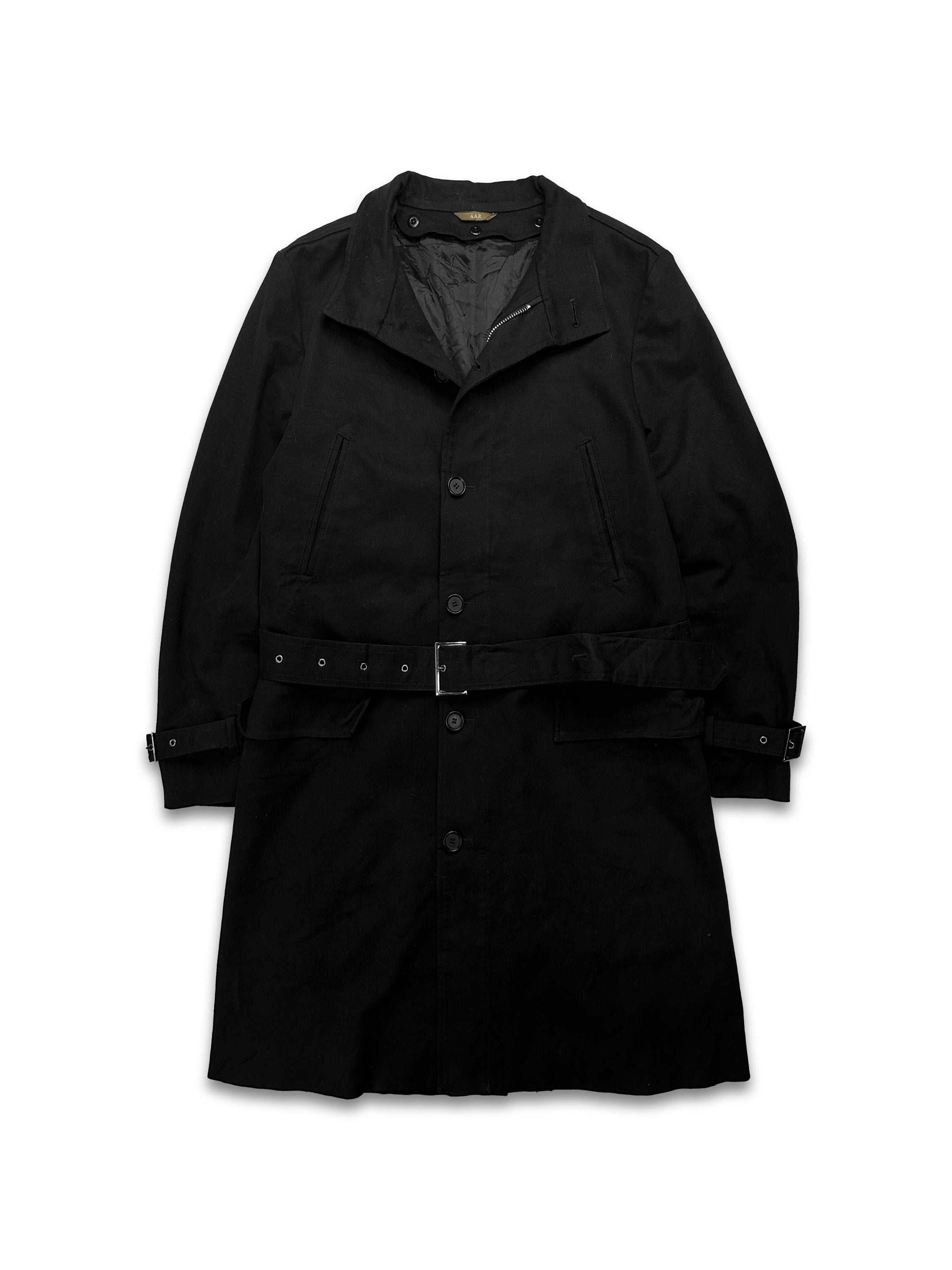 90s Yohji Yamamoto A.A.R Black Belted Full Length Trench Coat