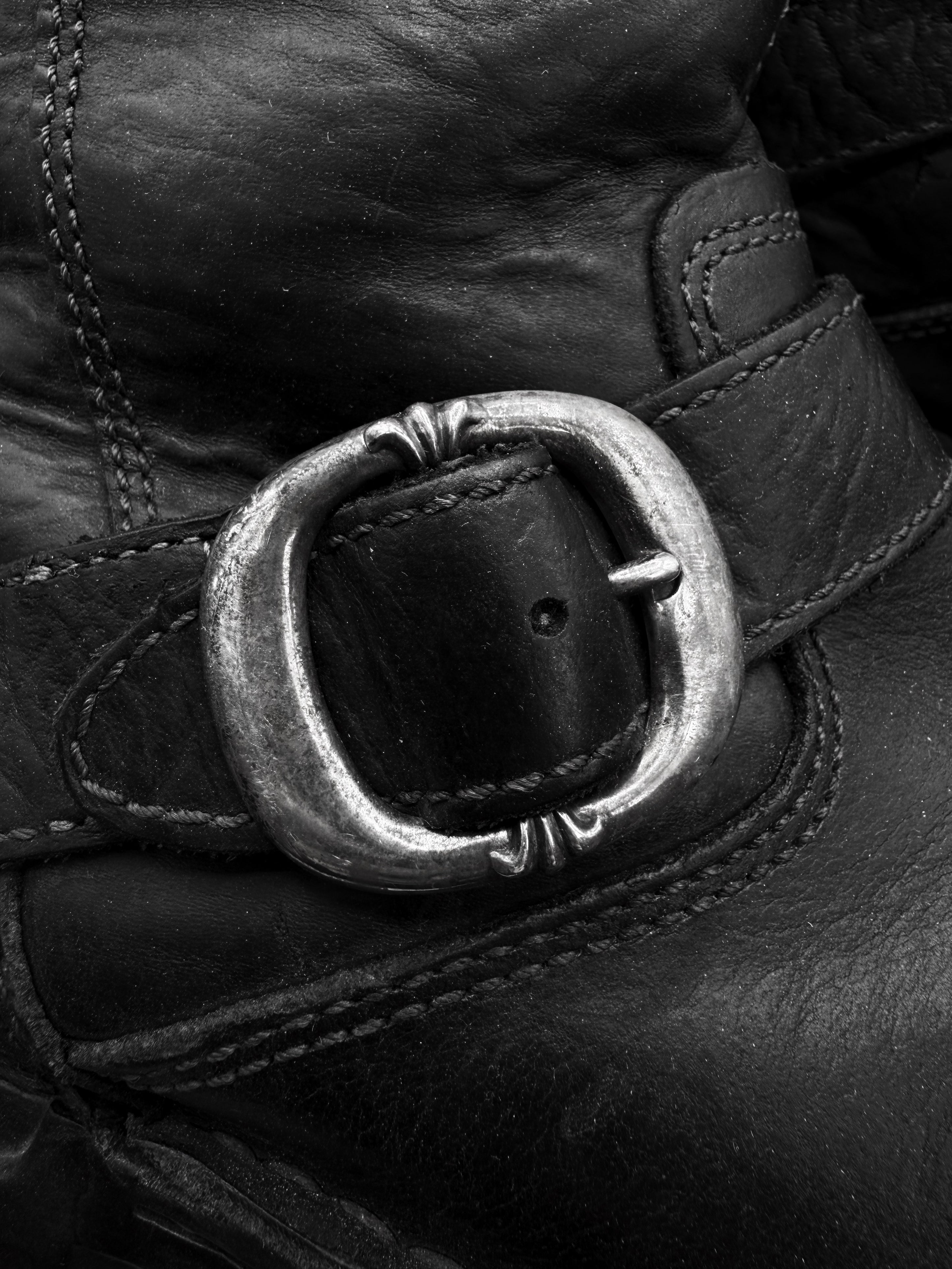 Chrome Hearts x Uggs Shearling Lined Gunslinger Buckle Black Leather Boots