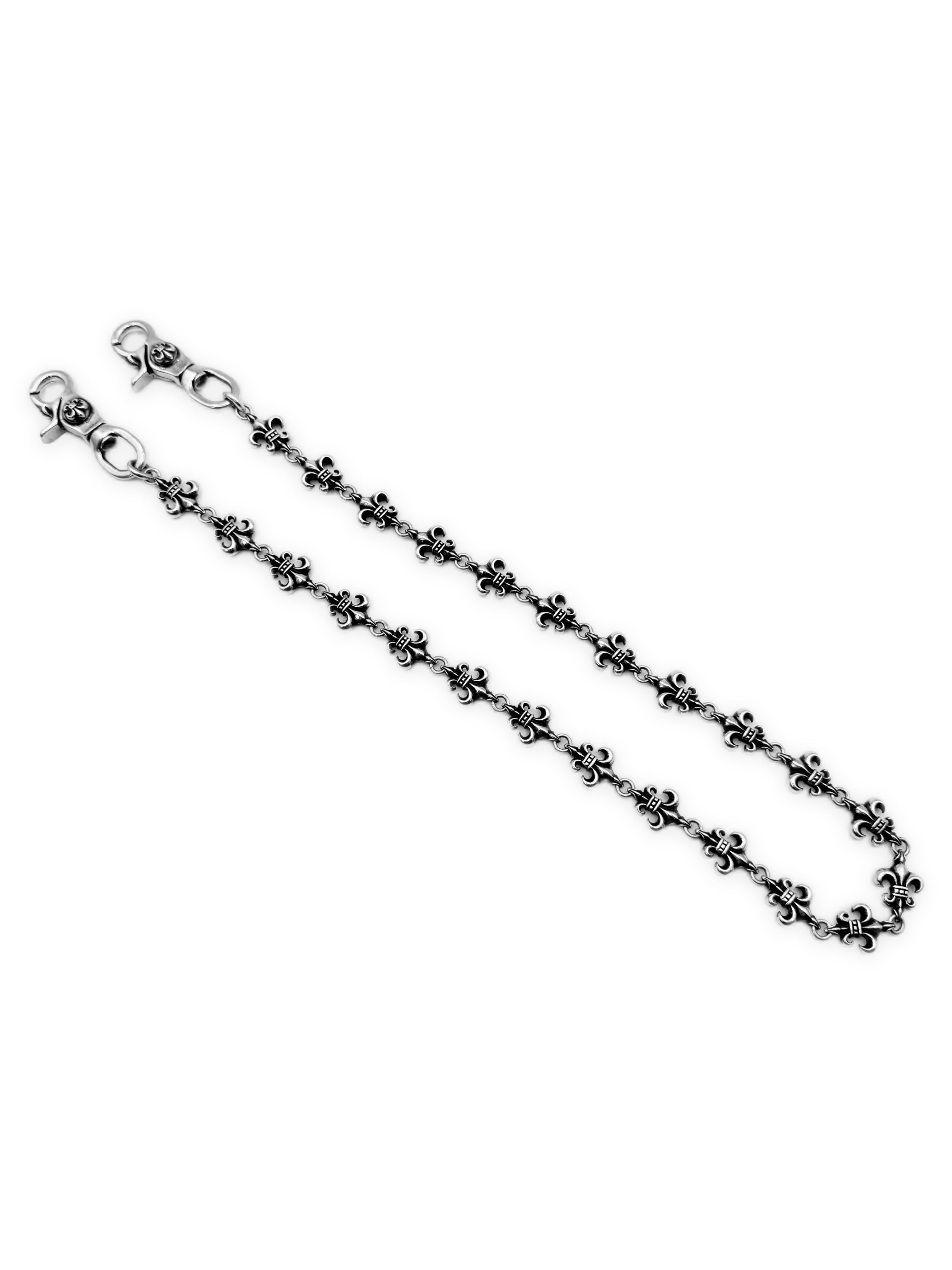 Chrome Hearts 30 in Fleur de Lis .925 Silver Double Lobster Clasp Wallet Chain