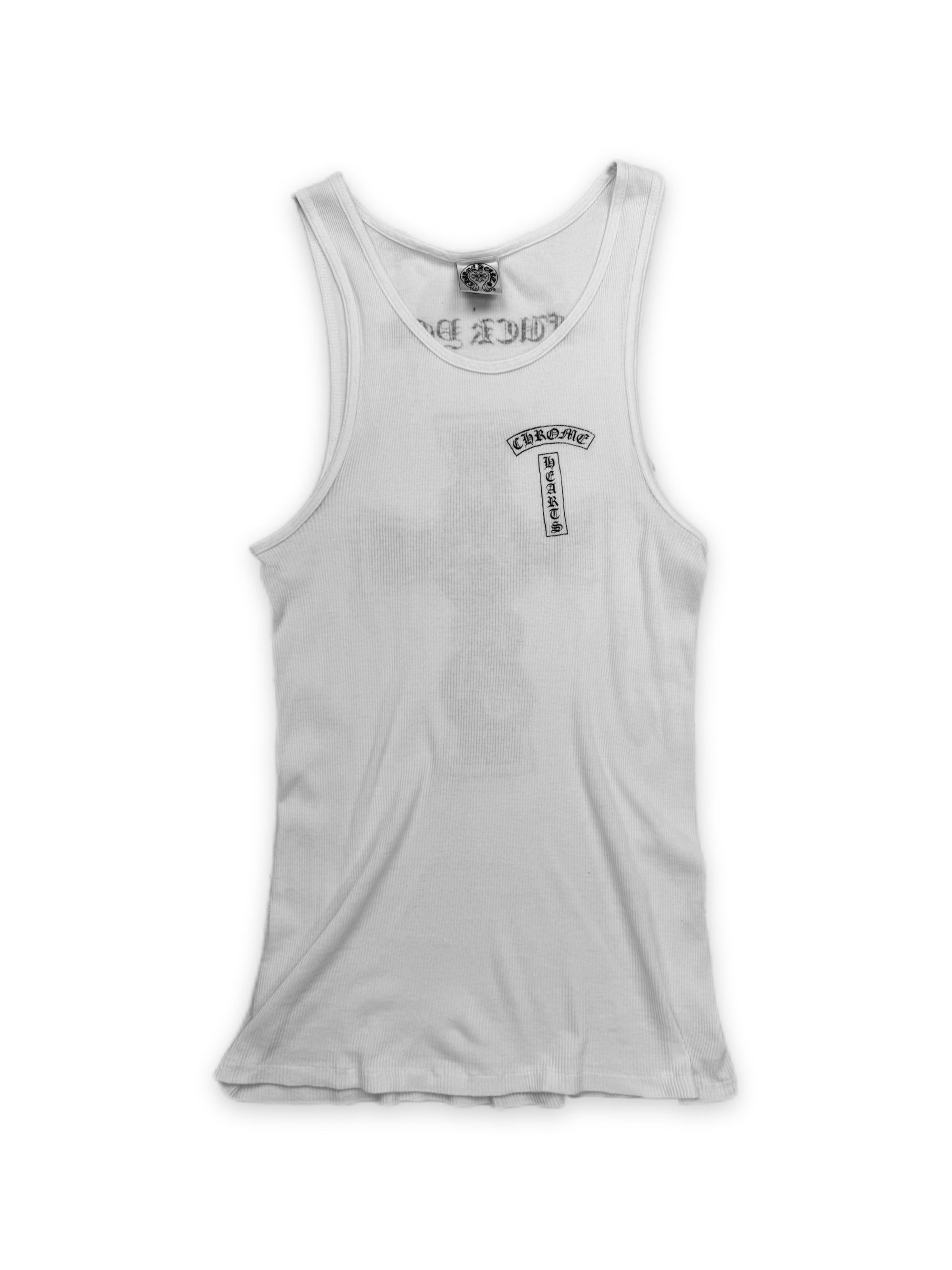 Chrome Hearts ‘Fuck You’ Cross White Ribbed Wife Beater Tank-top