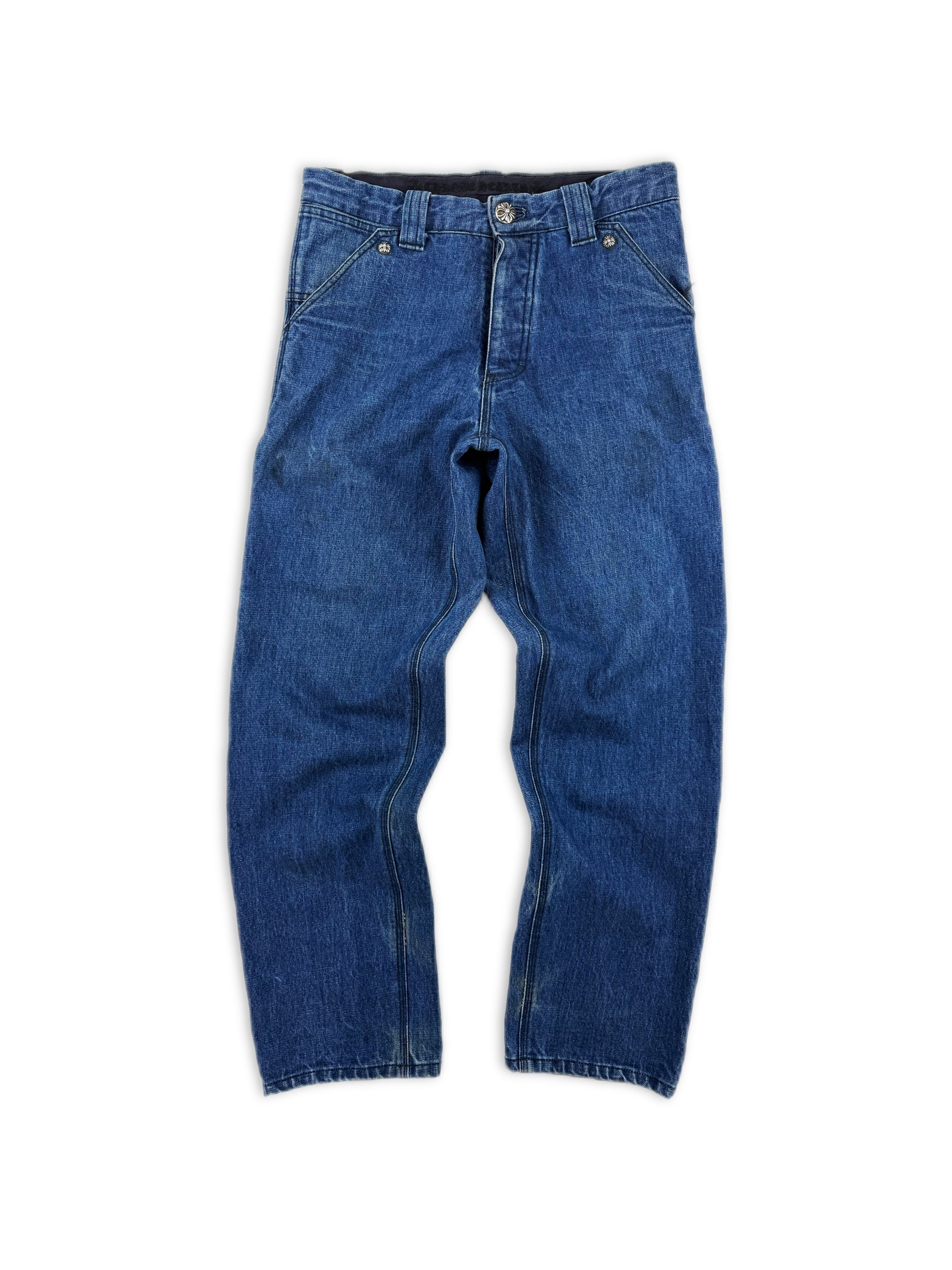 Chrome Hearts Carpenter Blue Wash .925 Silver Denim Jeans