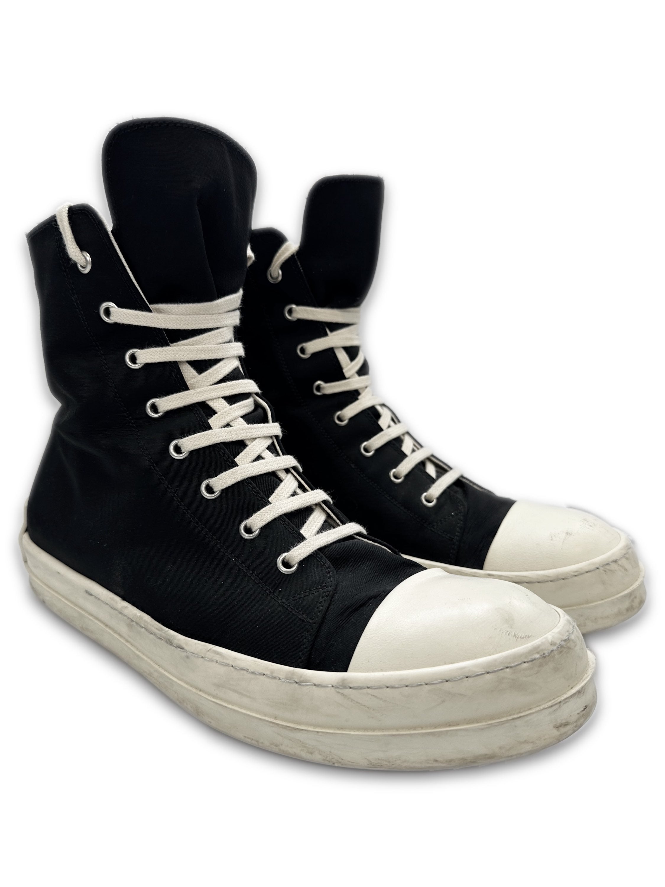 Rick Owens DRKSDW Black Canvas Hi-top Ramone Sneakers