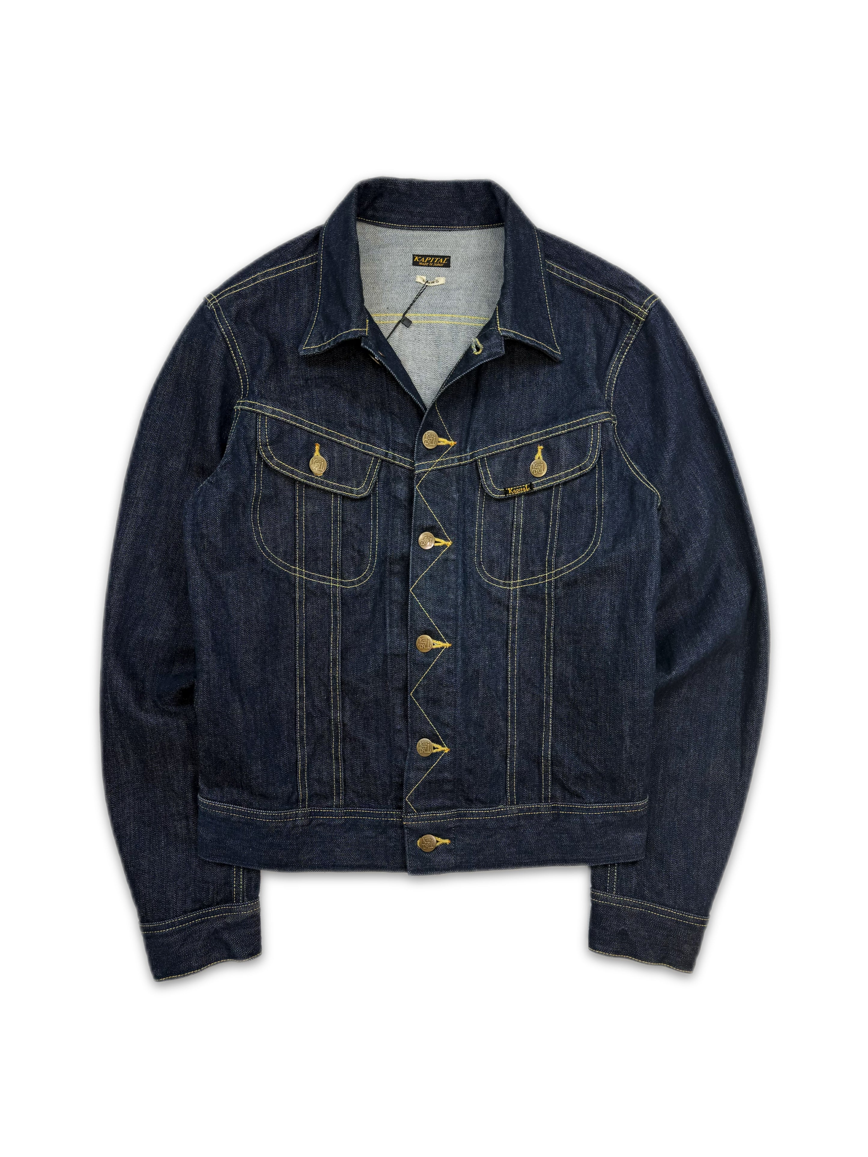 Kapital Contrast Stitch Dark Wash Blue Denim Jacket