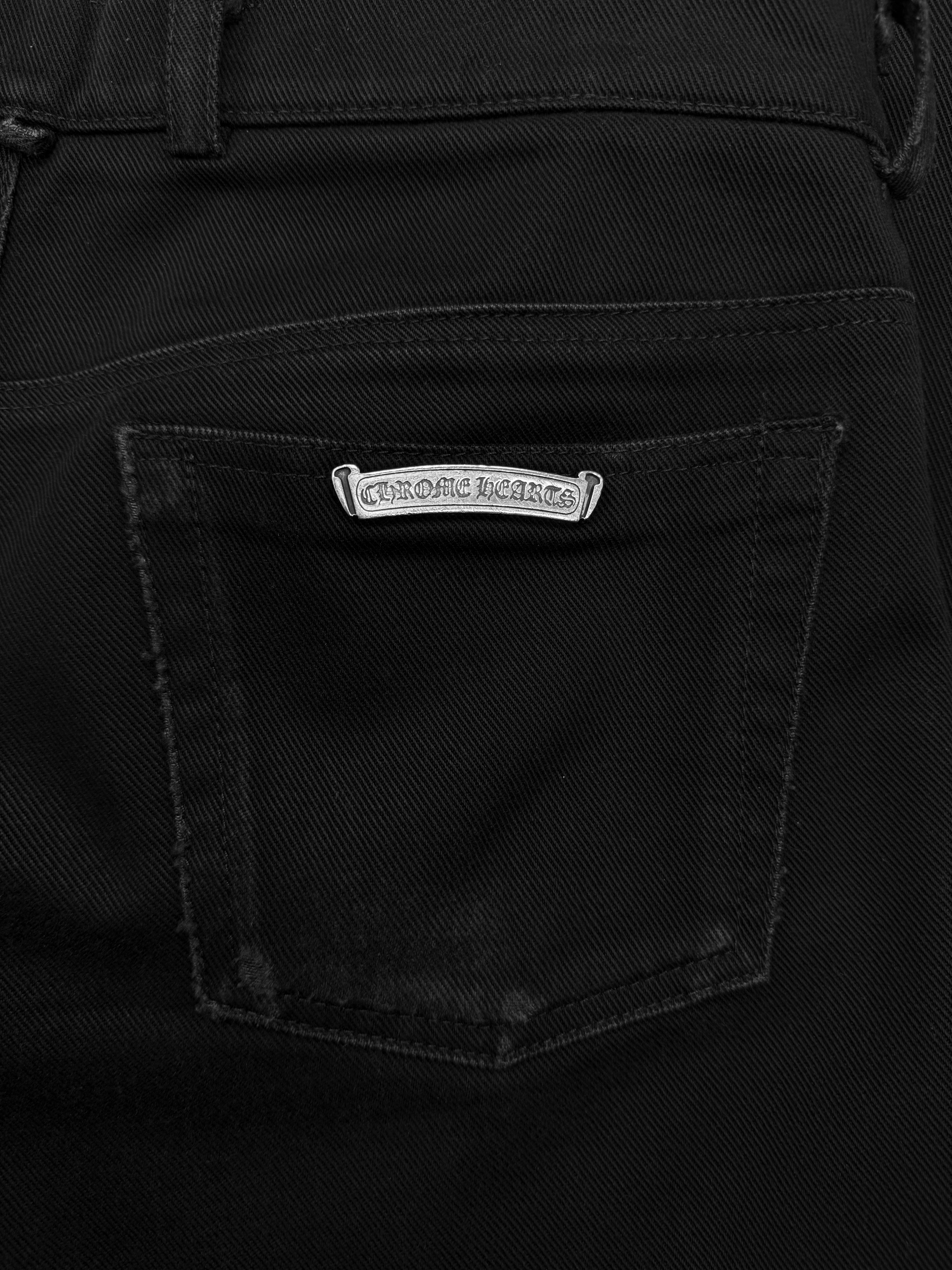 Chrome Hearts 22 Star Patch Fleur Knee Black Denim Jeans