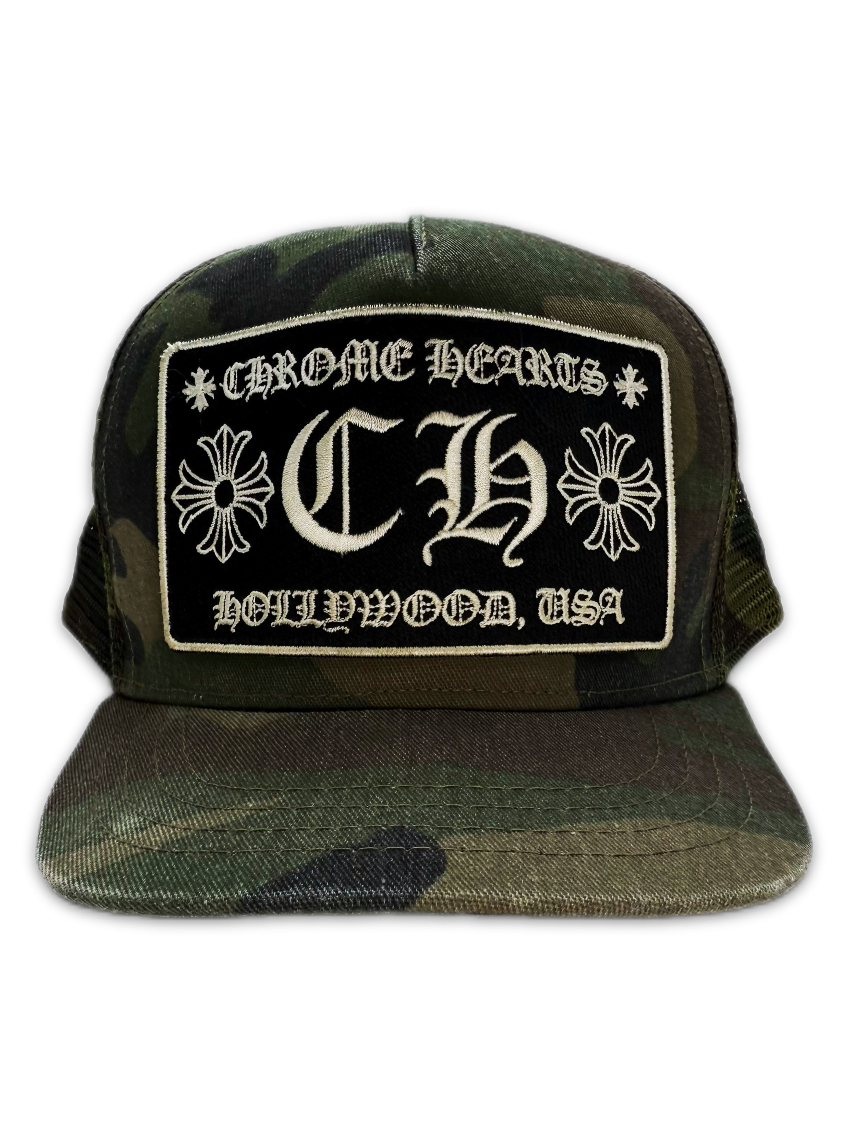 Chrome Hearts Green Camoflage .925 Silver Mesh Trucker Hat