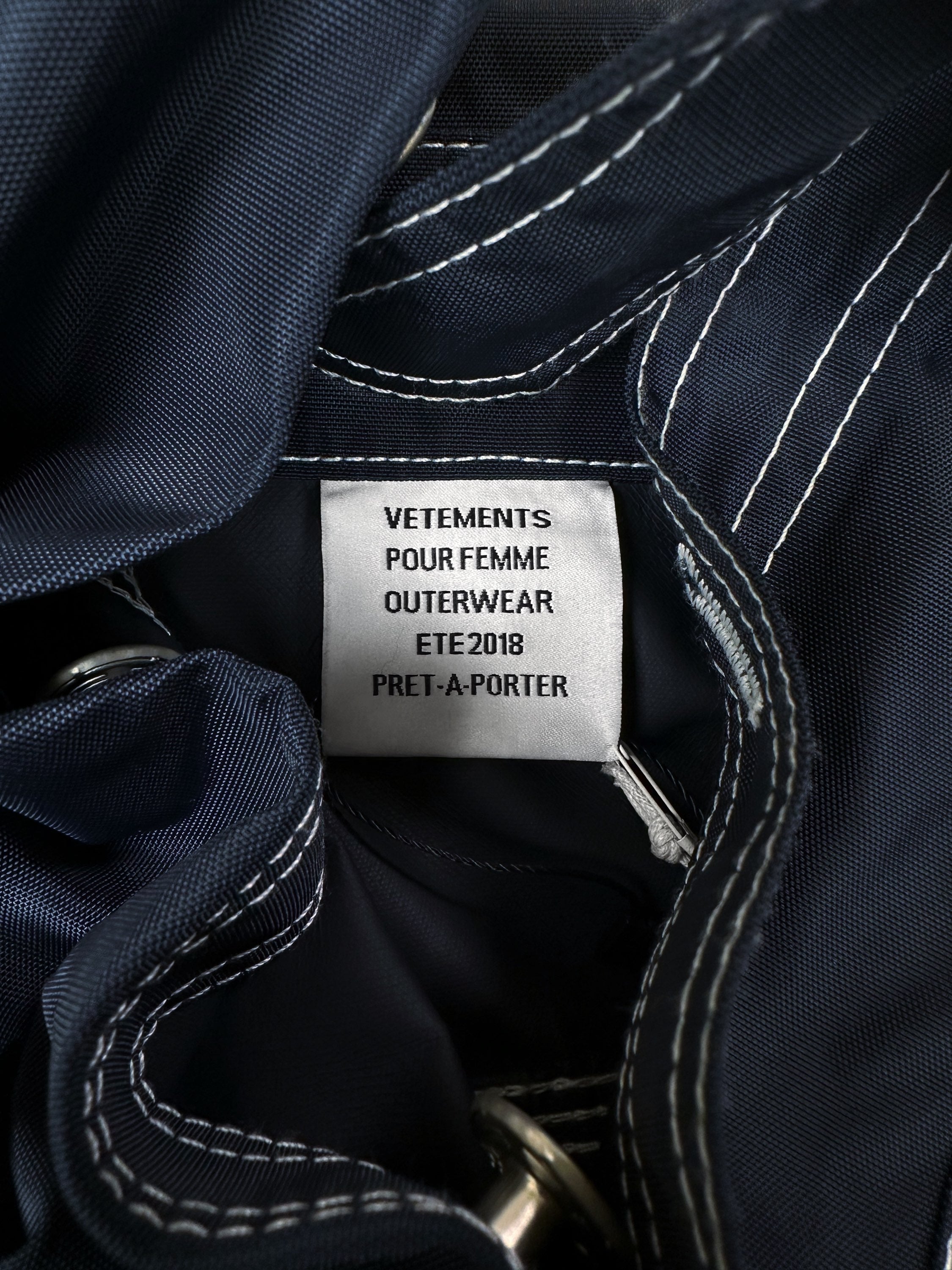 AW17 Vetements Femme Navy Blue Belted Oversized Trench Coat