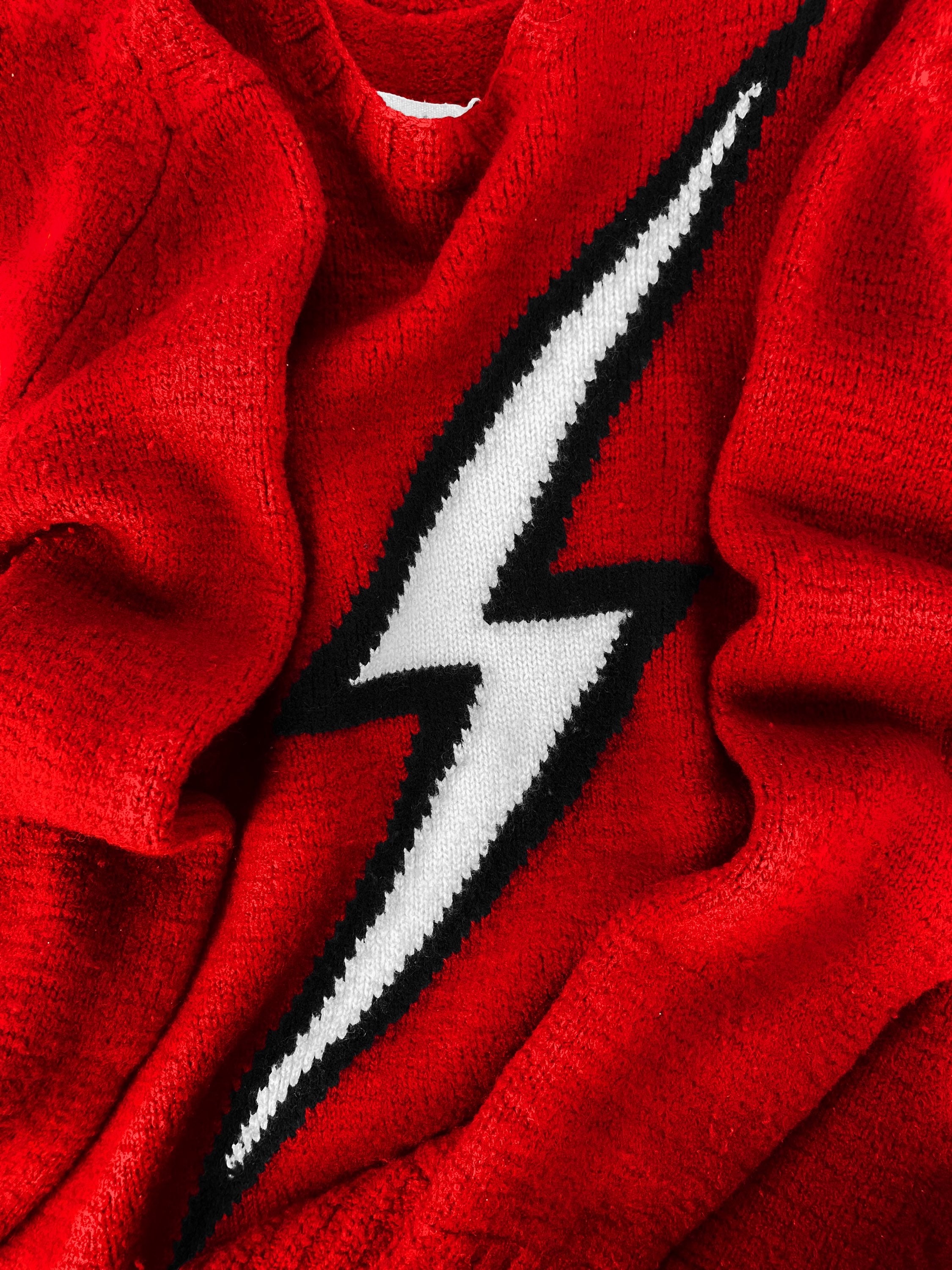 AW06 Maison Margiela ‘Lightning Bolt’ Cherry Red Knitted Sweater