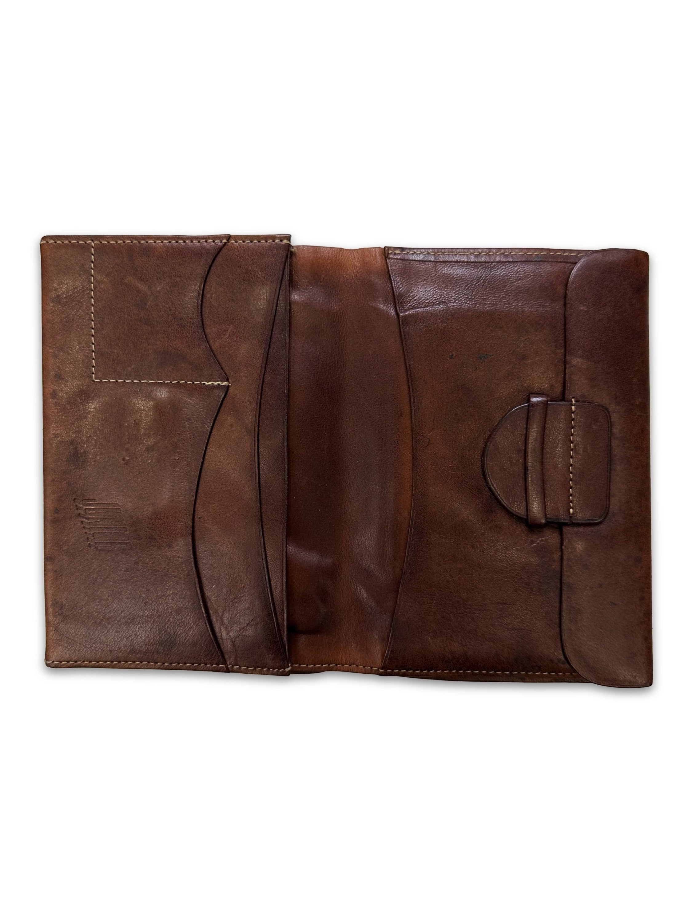 00s Jean Paul Gaultier Brown Leather Bifold Zippered Wallet