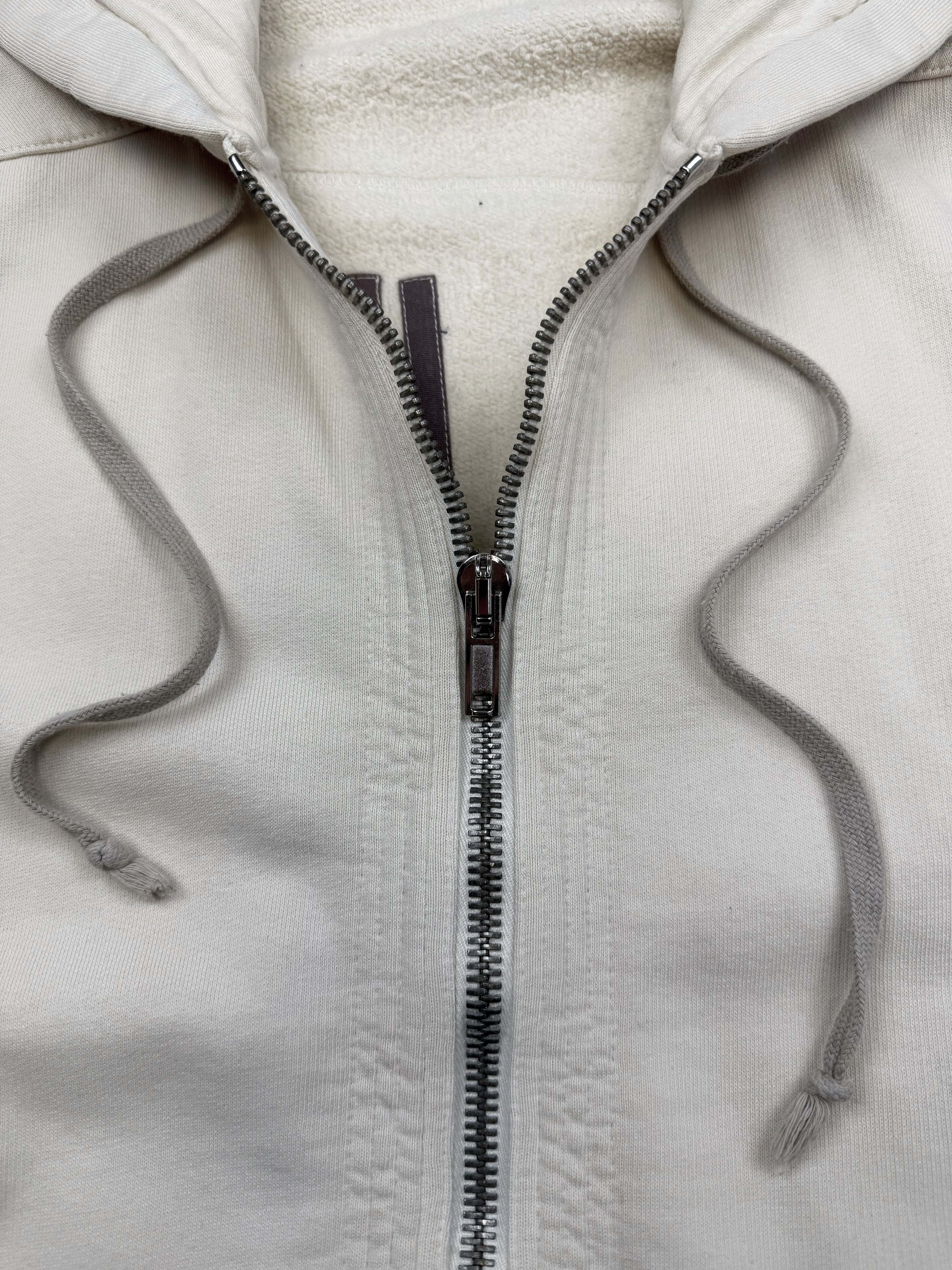 SS16 Rick Owens Sleeveless Full-zip Cream Hoodie