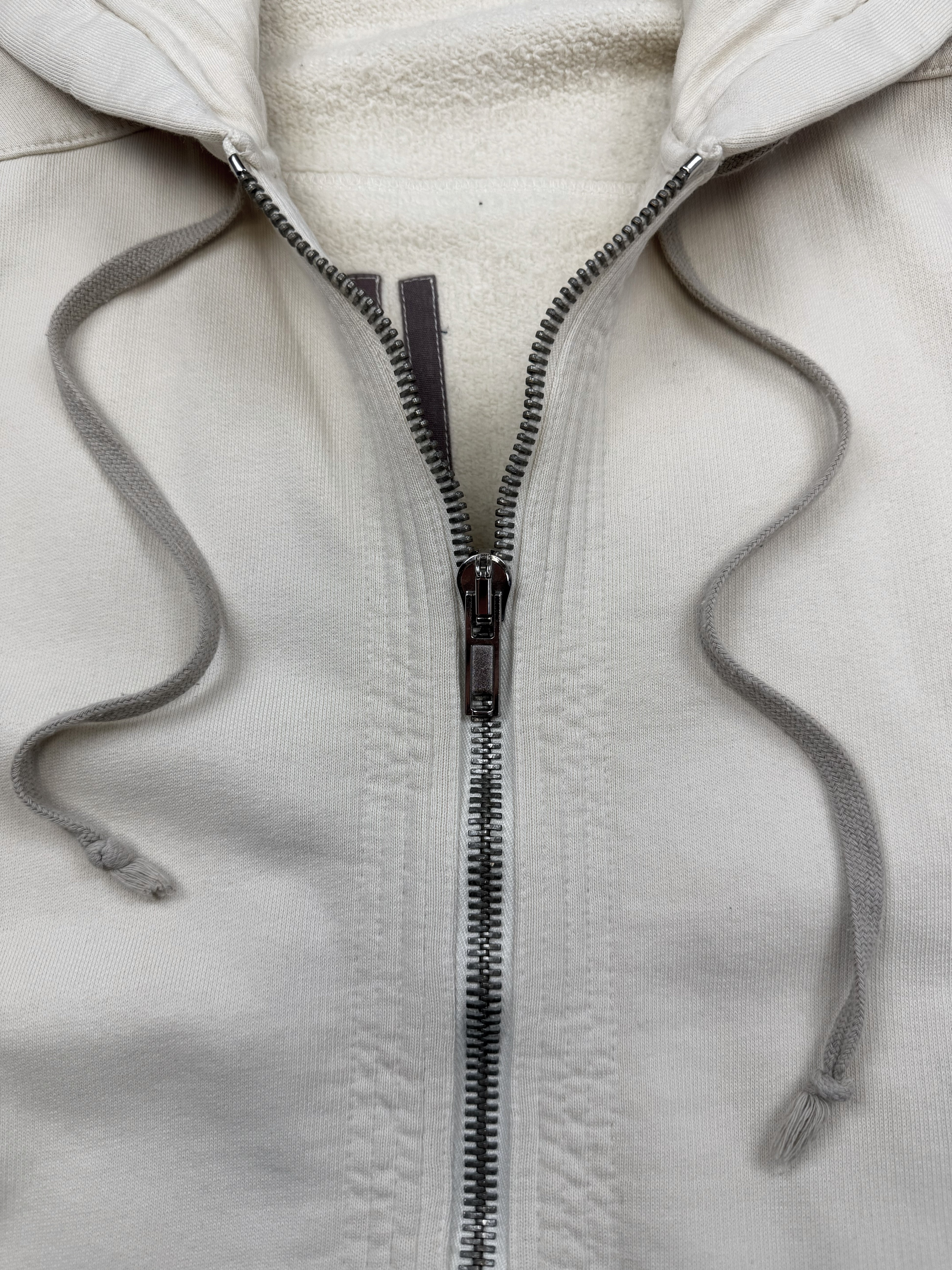 SS16 Rick Owens Sleeveless Full-zip Cream Hoodie