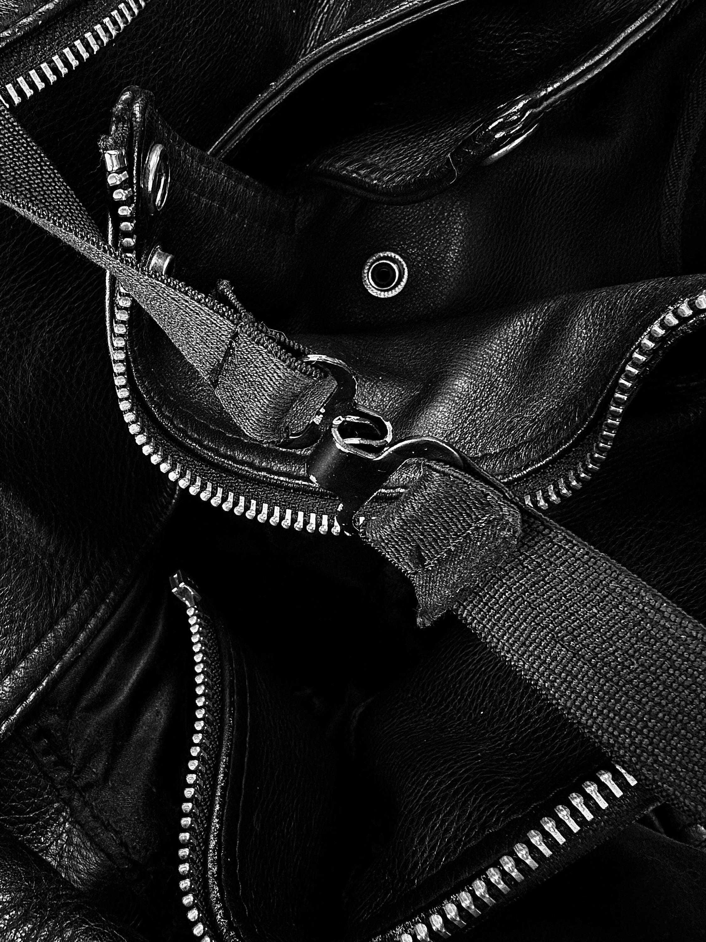 00s Kadoya ‘Battle Suit’ Armoured Black Leather Biker Jacket