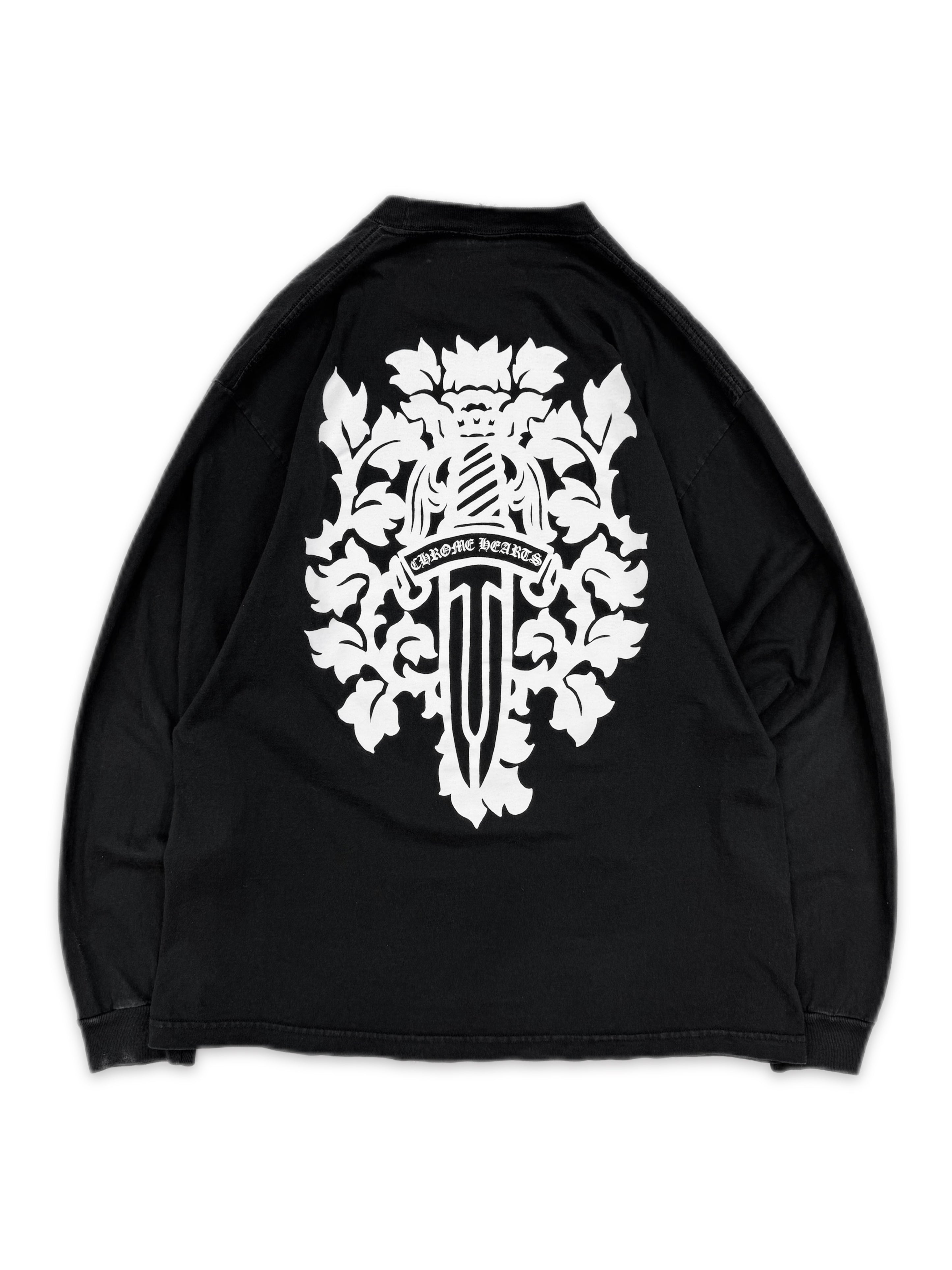 90s Chrome Hearts Vine Dagger Ringer Collar ‘Fuck You’ Long Sleeve