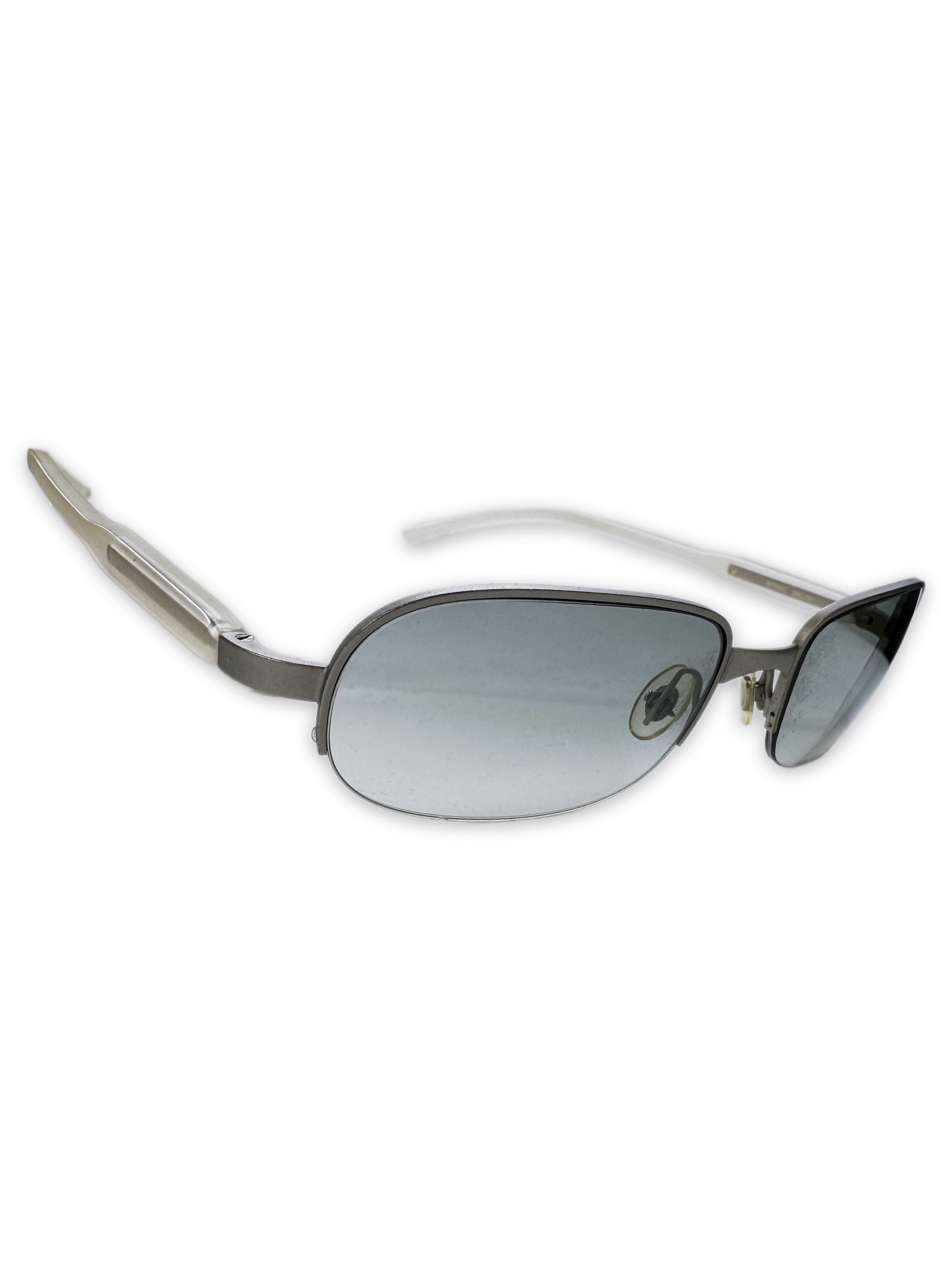 00s Prada Blue Tint Clear Rounded Frame Sunglasses